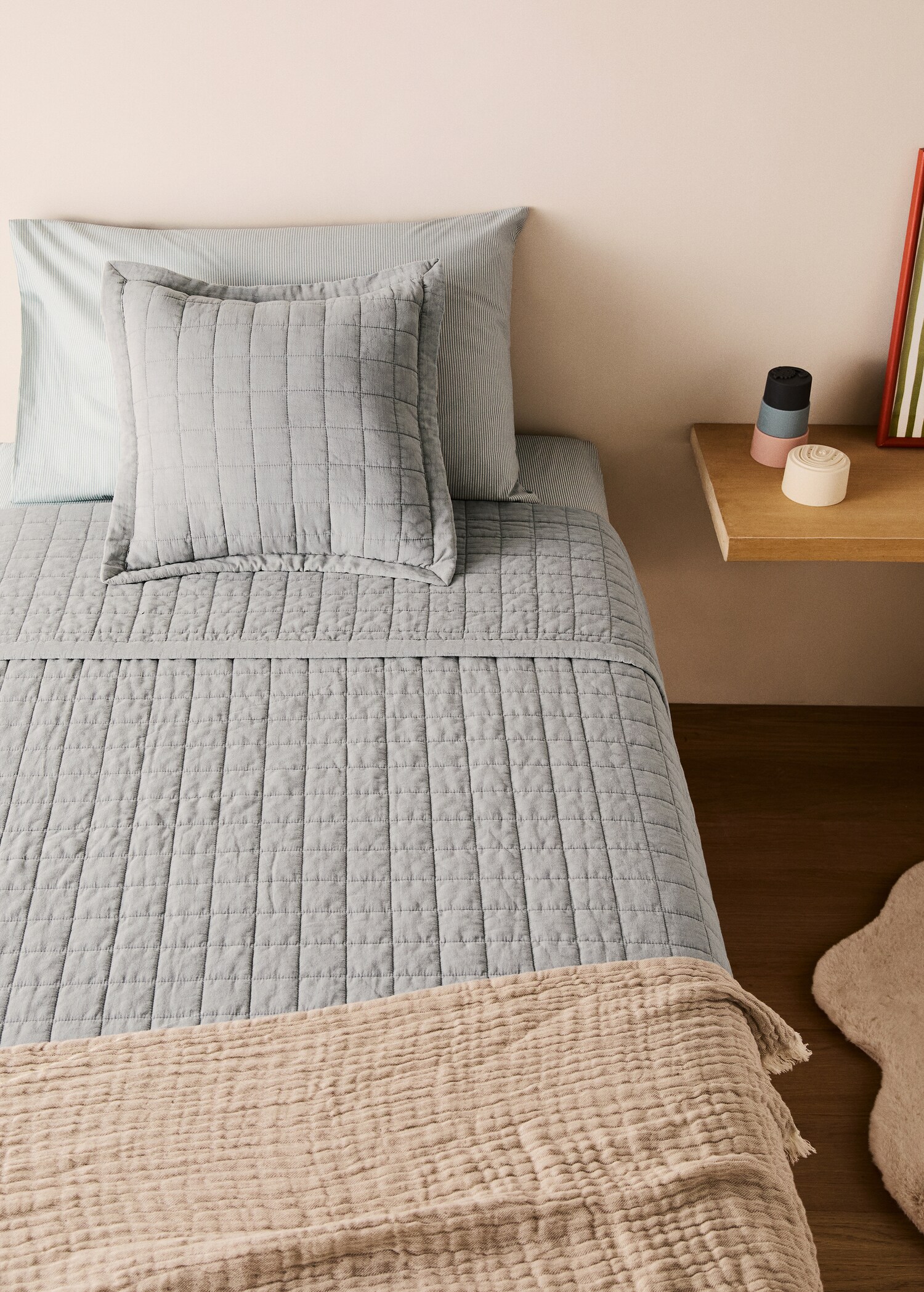 Copriletto per bambini in cotone lavato a quadri letto 90 cm - Piano generale
