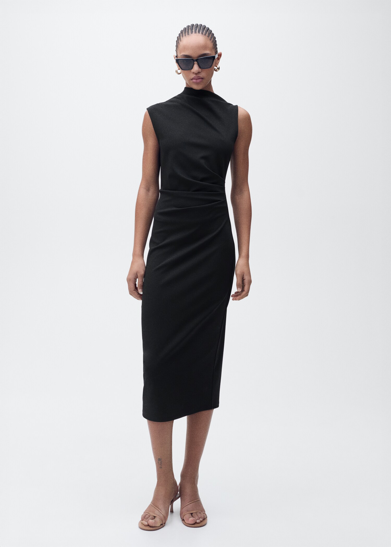 Drapiertes Midi-Kleid - Allgemeine Ansicht
