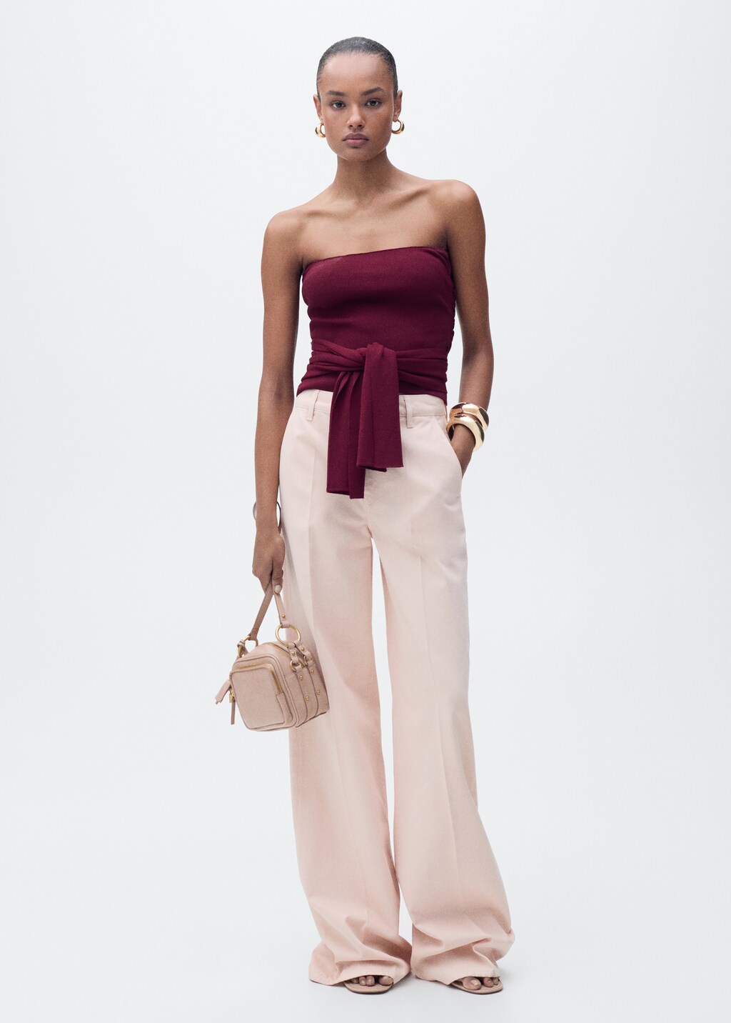 Mango Bandeau top with knot detail