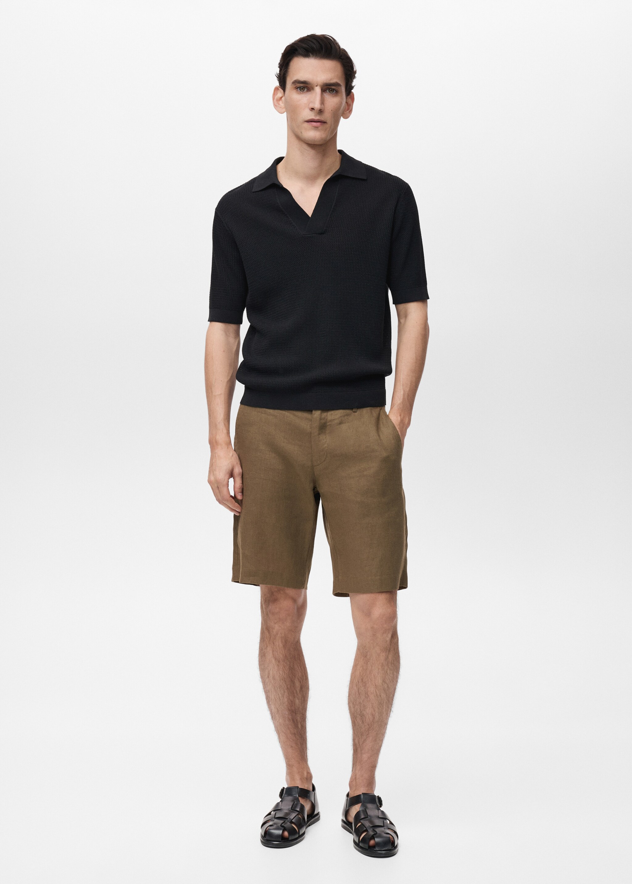 Bermuda slim-fit 100 % lin - Plan général