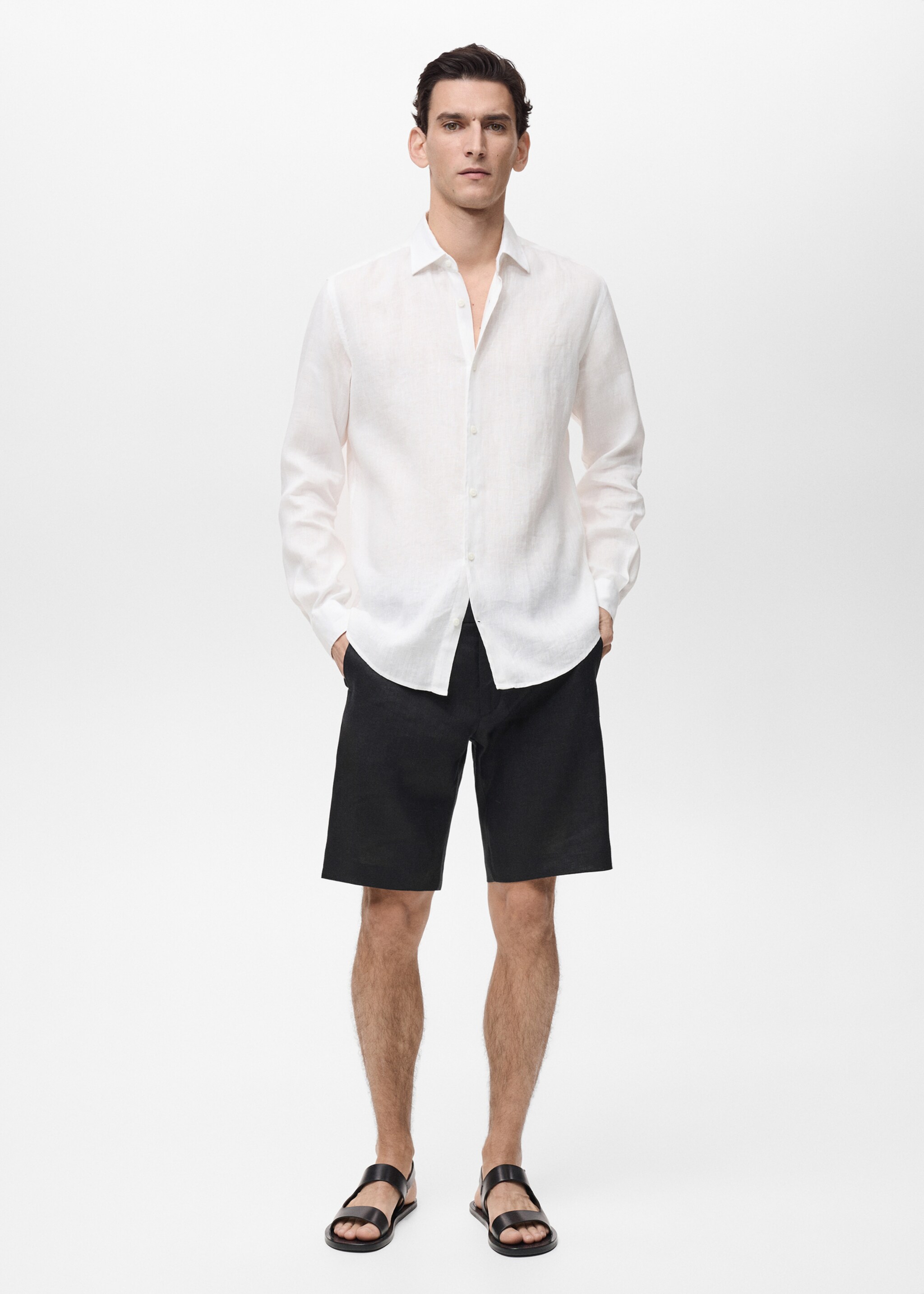 Bermuda slim-fit 100 % lin - Plan général