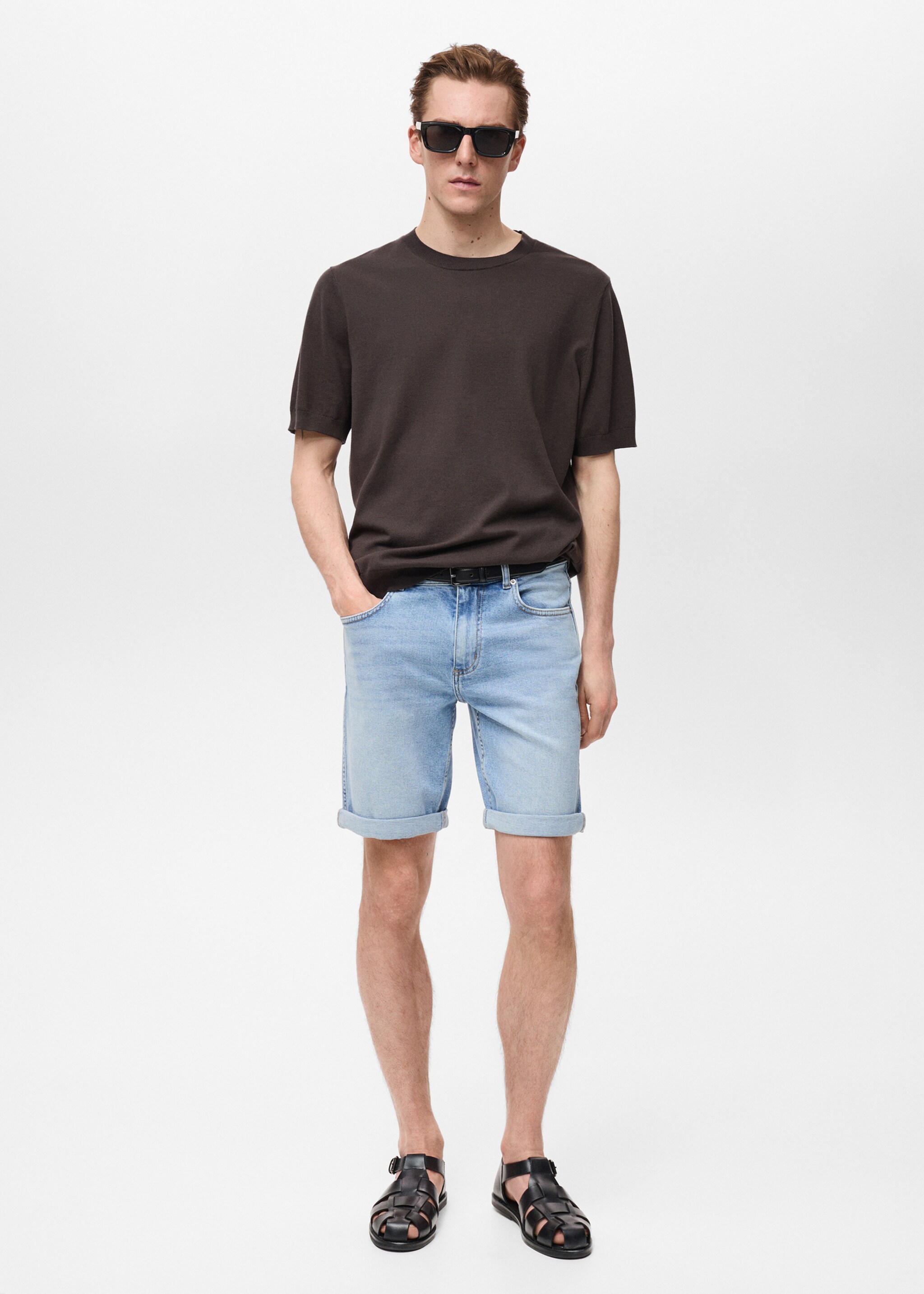 Slim-fit denim bermuda shorts - General plane