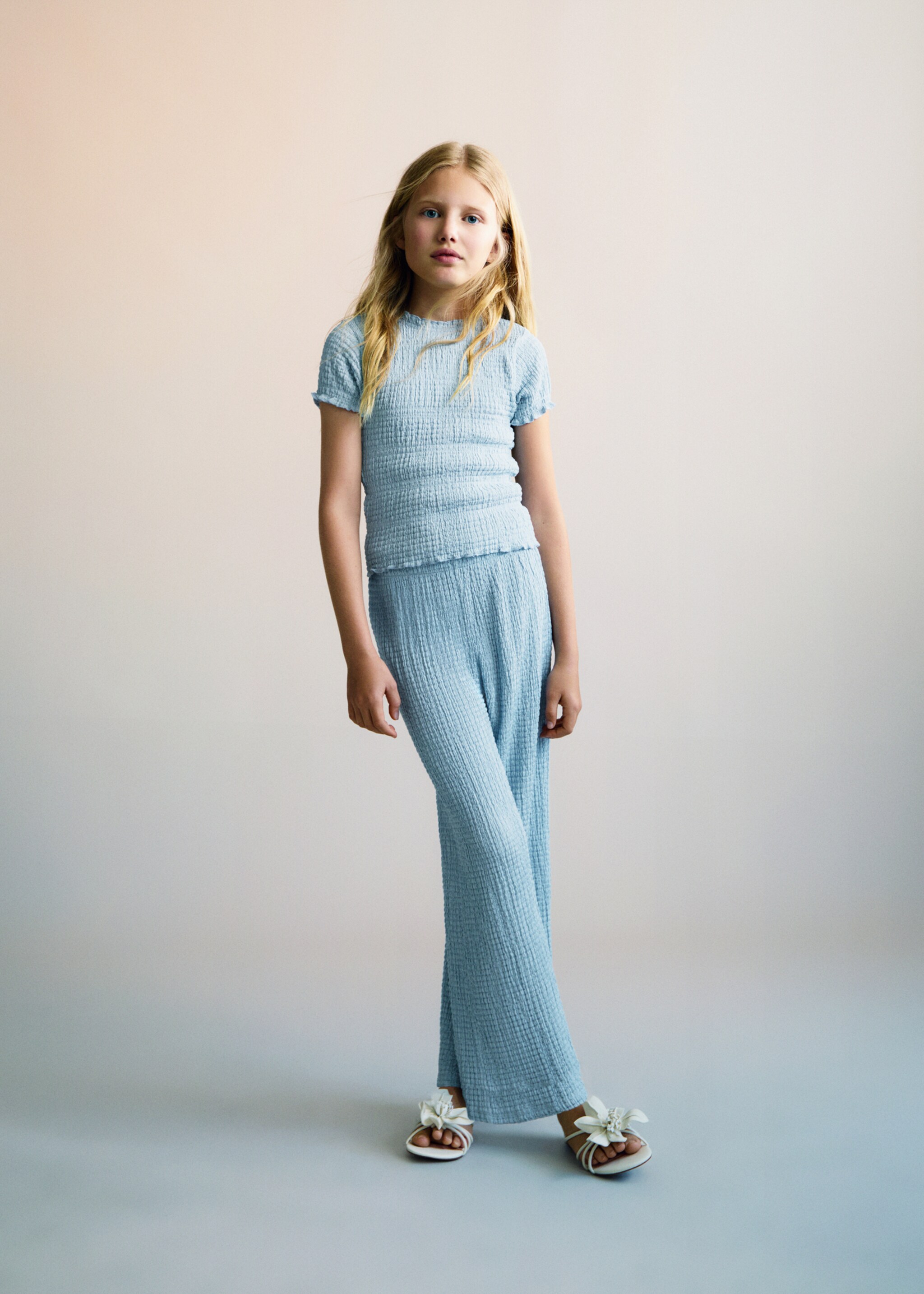 Textured culotte trousers - General plane