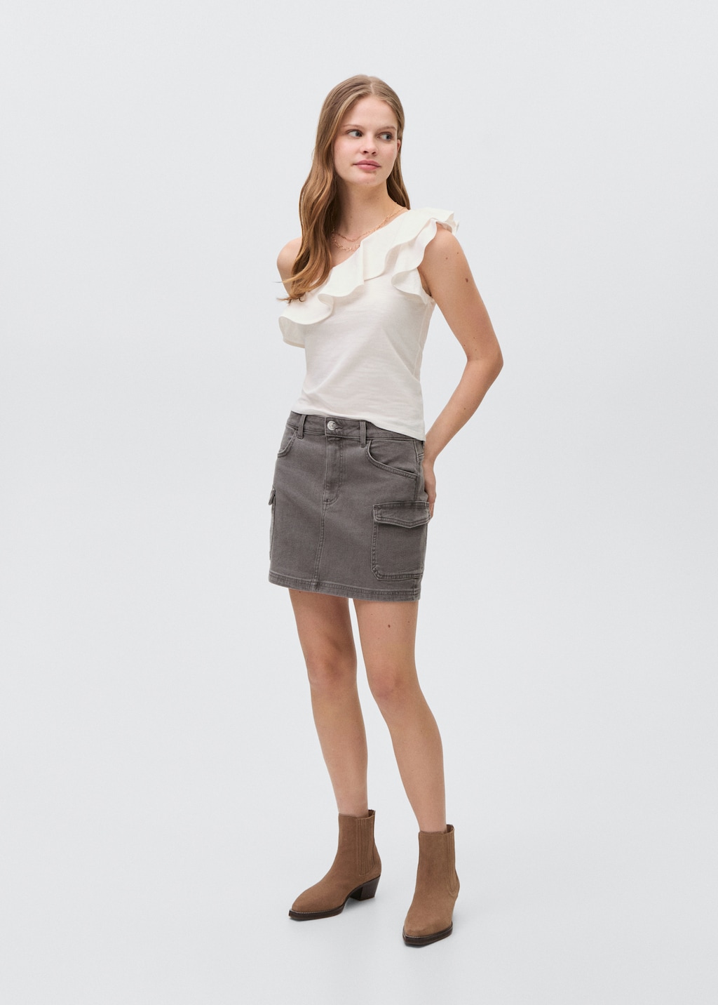 ruffle asymmetrical top