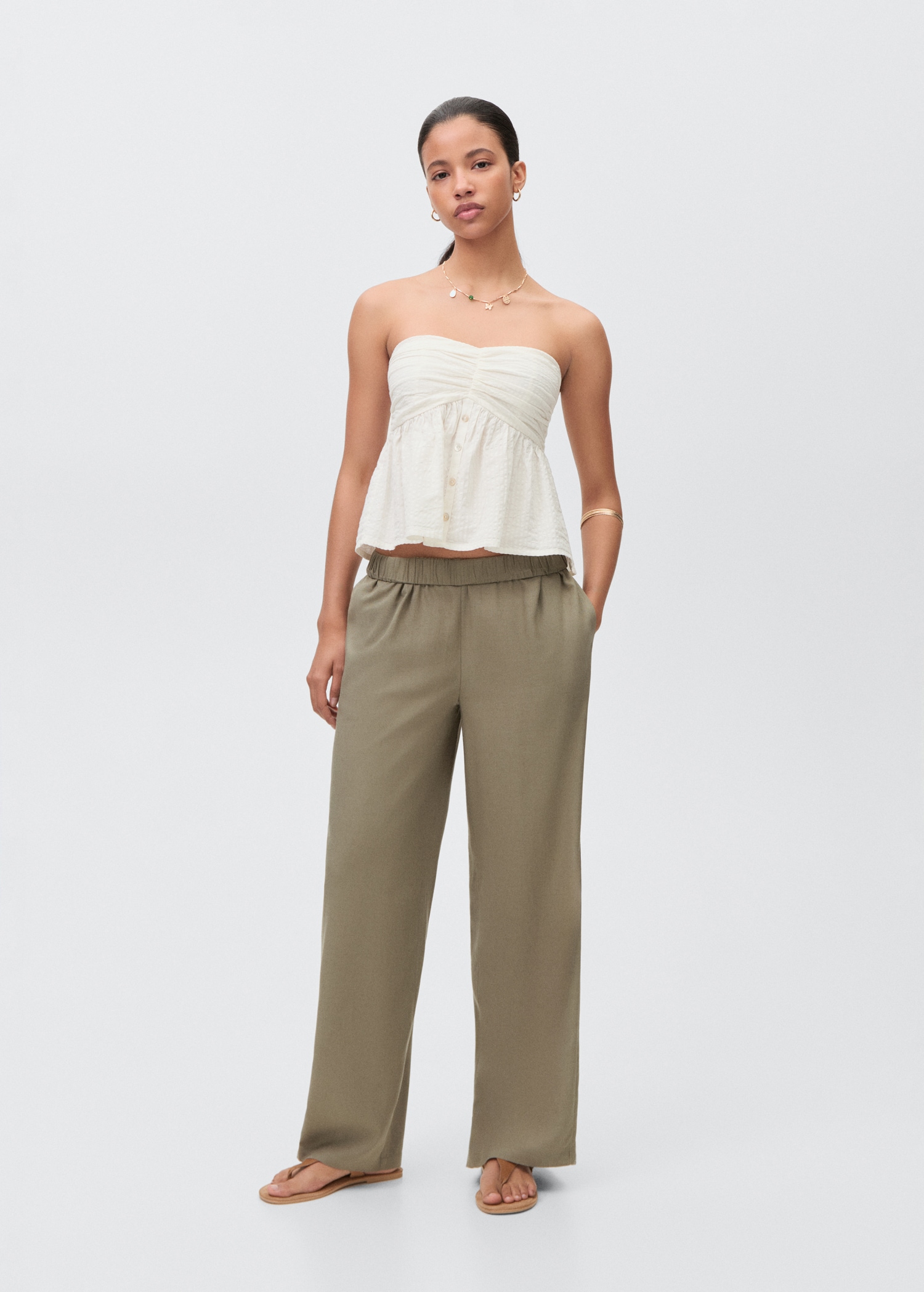 Ruched strapless top - General plane