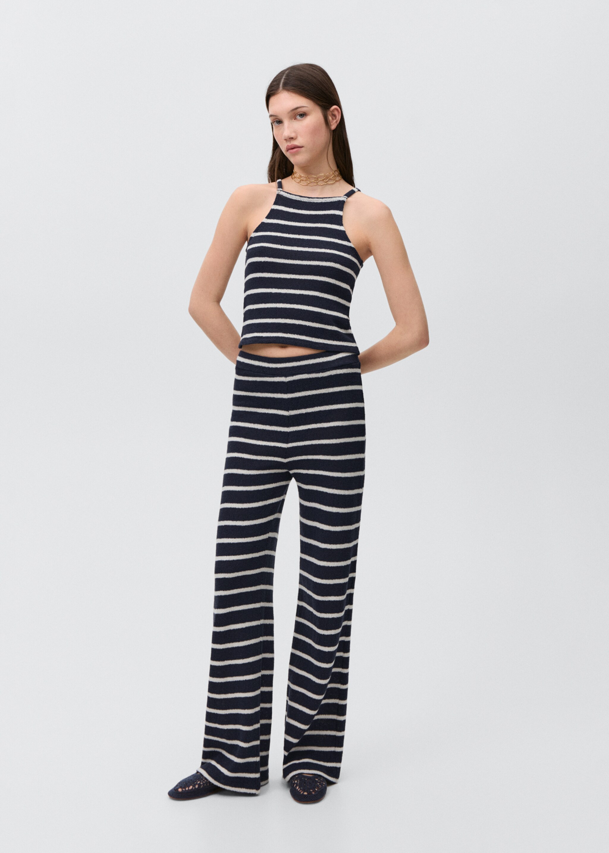 Striped halter-neck top - General plane