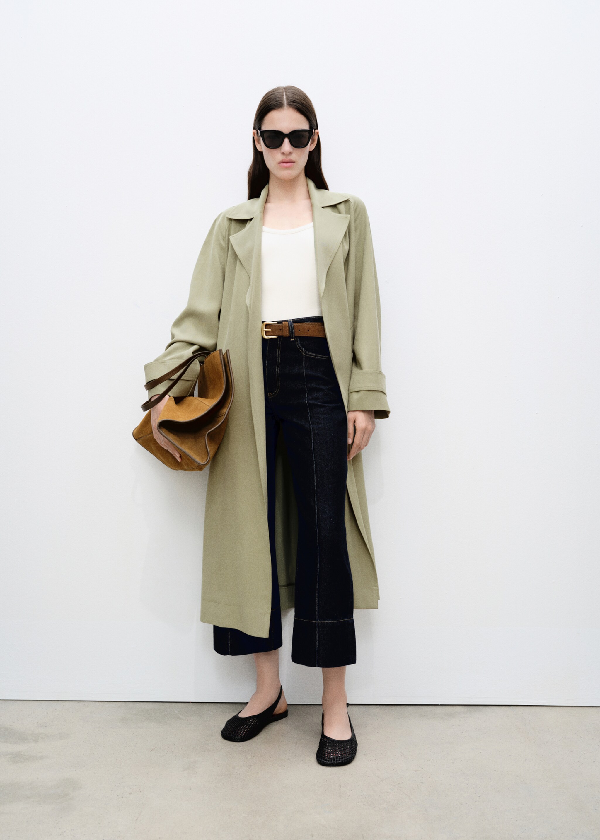 Soft trench coat with belt - General plane