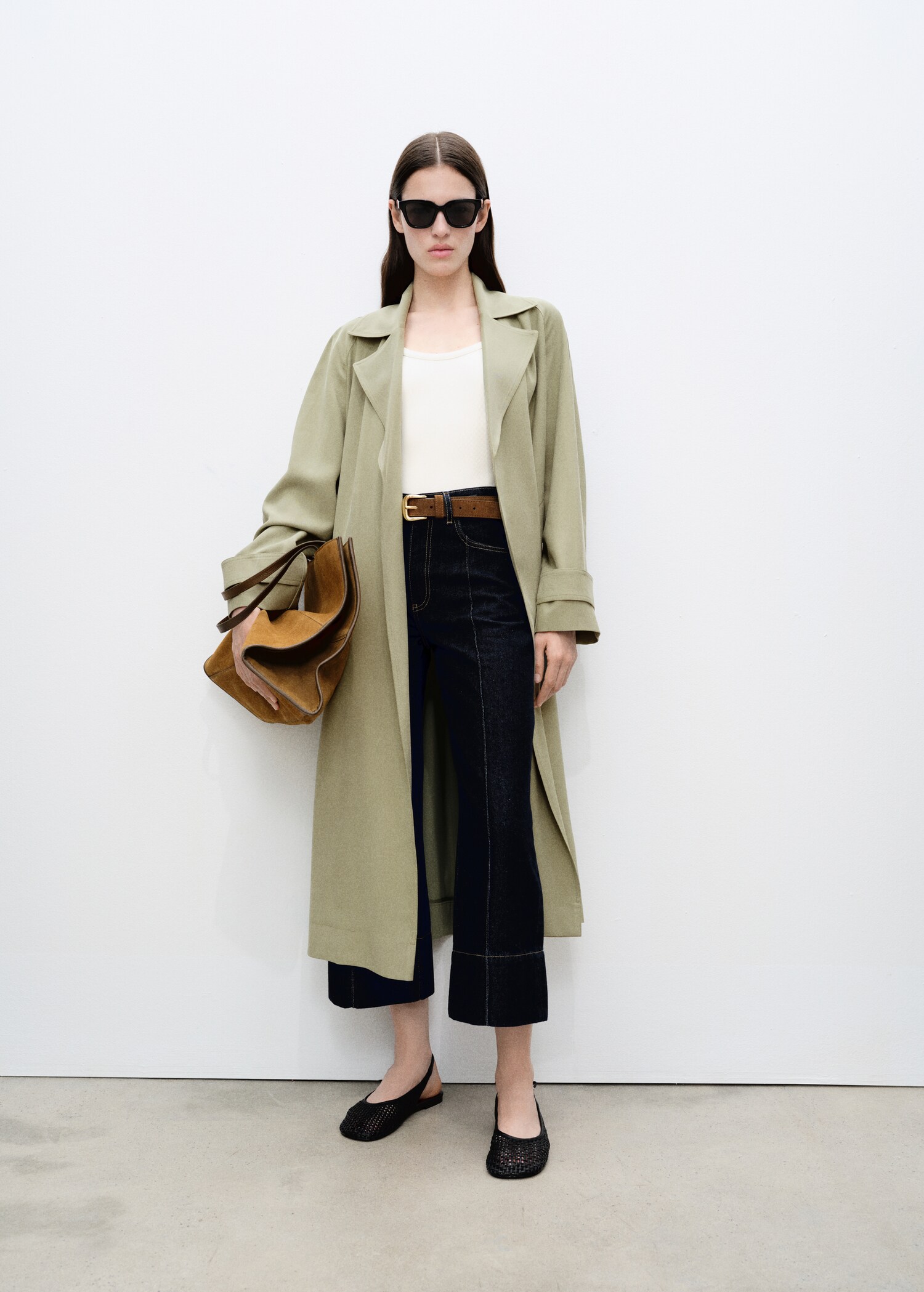 Soft trench coat with belt - General plane