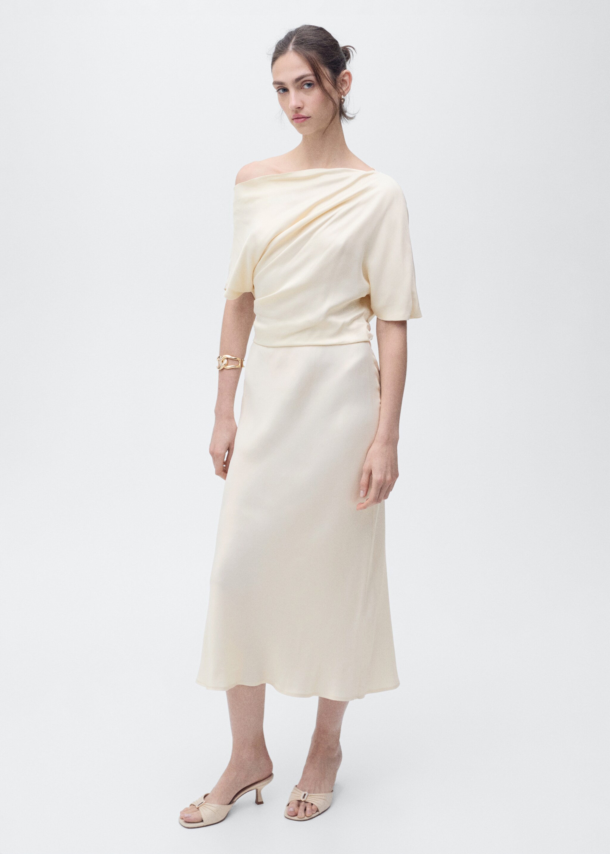 Draped asymmetrical midi-dress - General plane