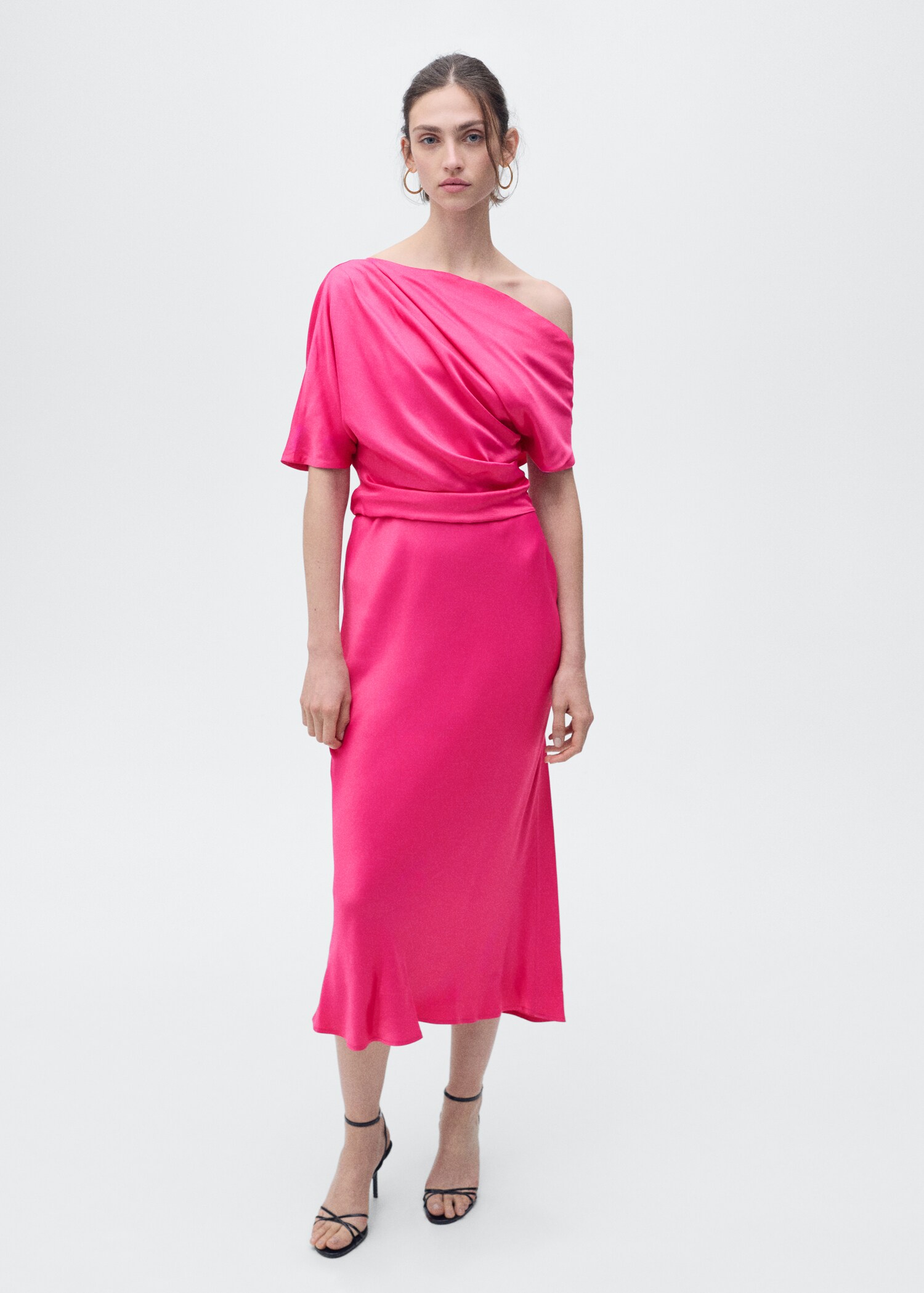 Draped asymmetrical midi-dress - General plane
