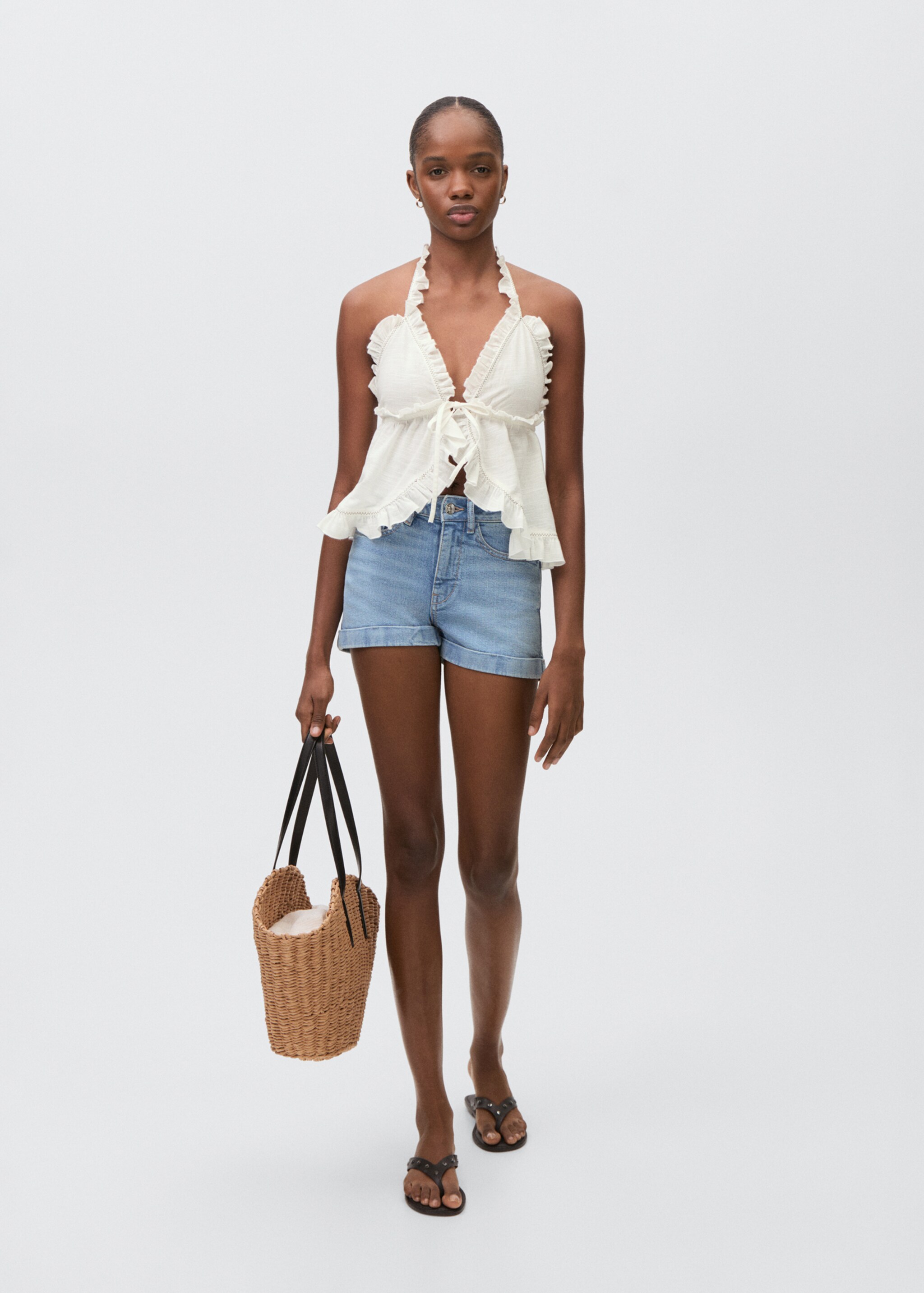 Short en jean à revers - Plan général