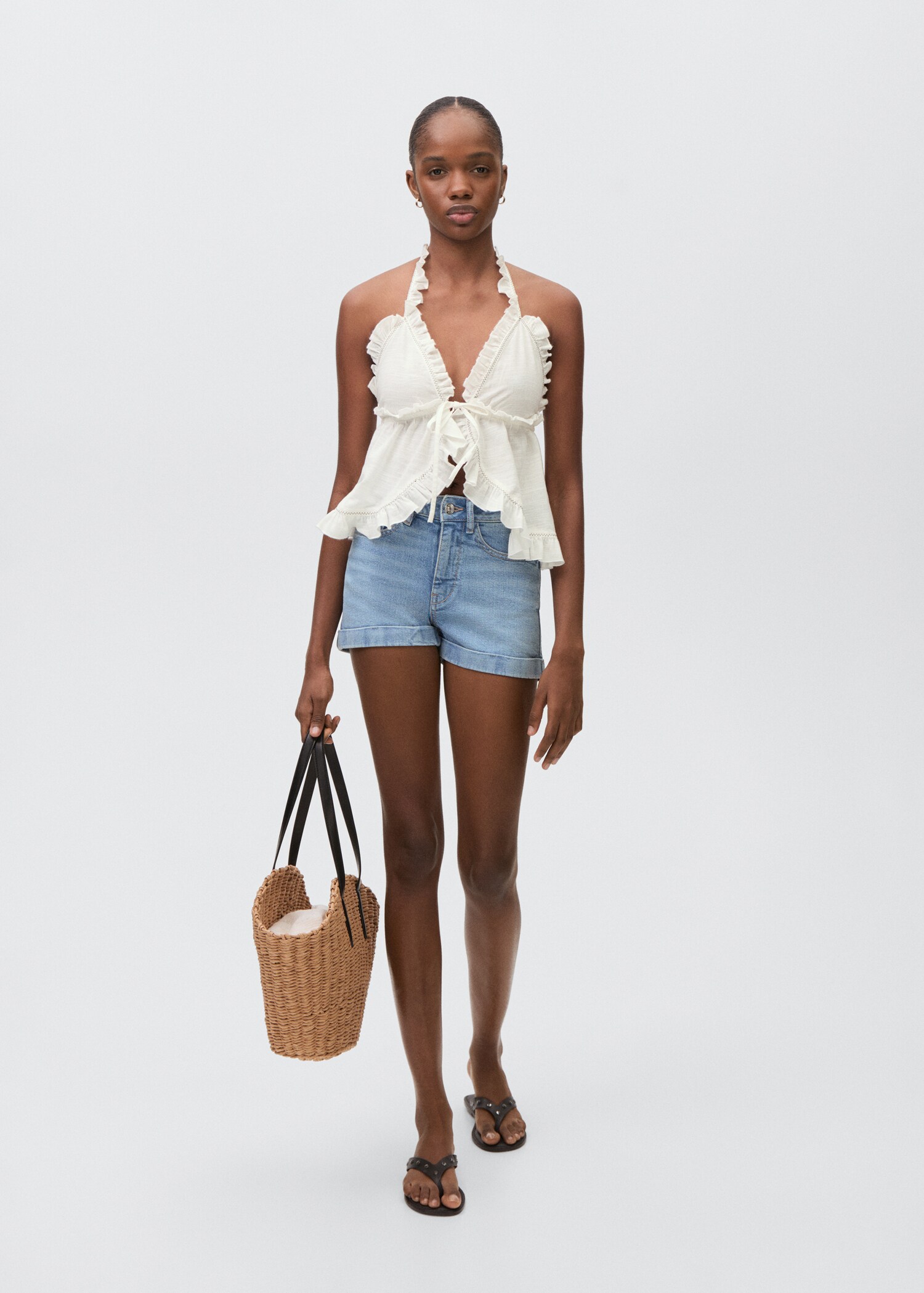 Short en jean à revers - Plan général