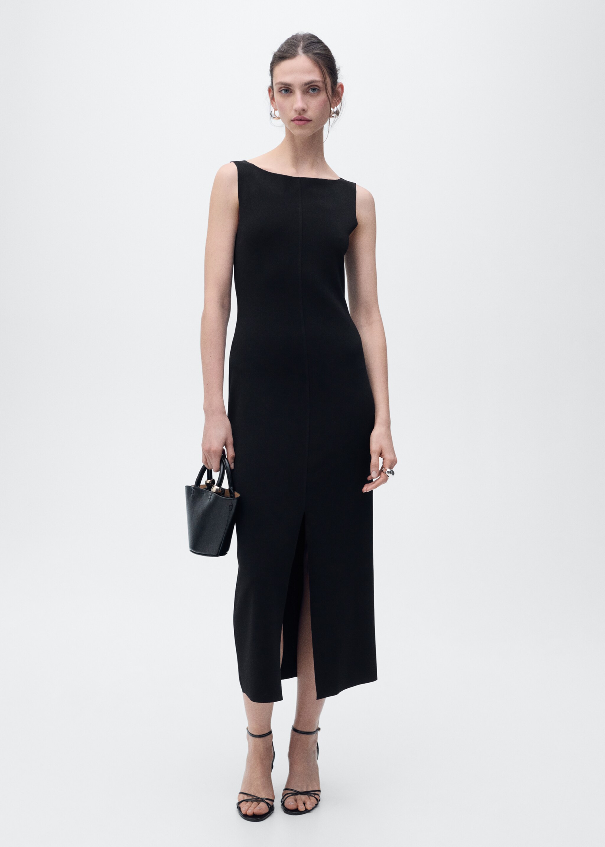 Boat-neck knitted dress - General plane