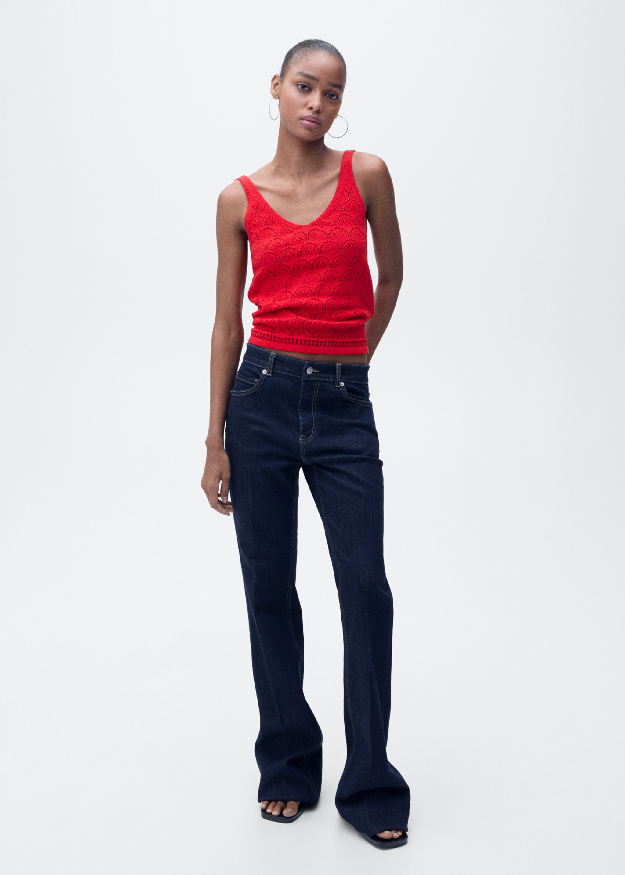 Openwork details knit top - General plane