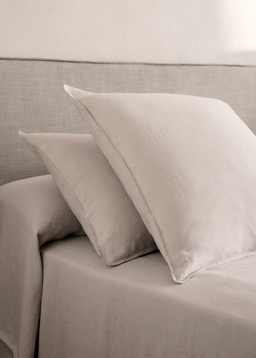 Two washed linen pillowcases 60x60 cm