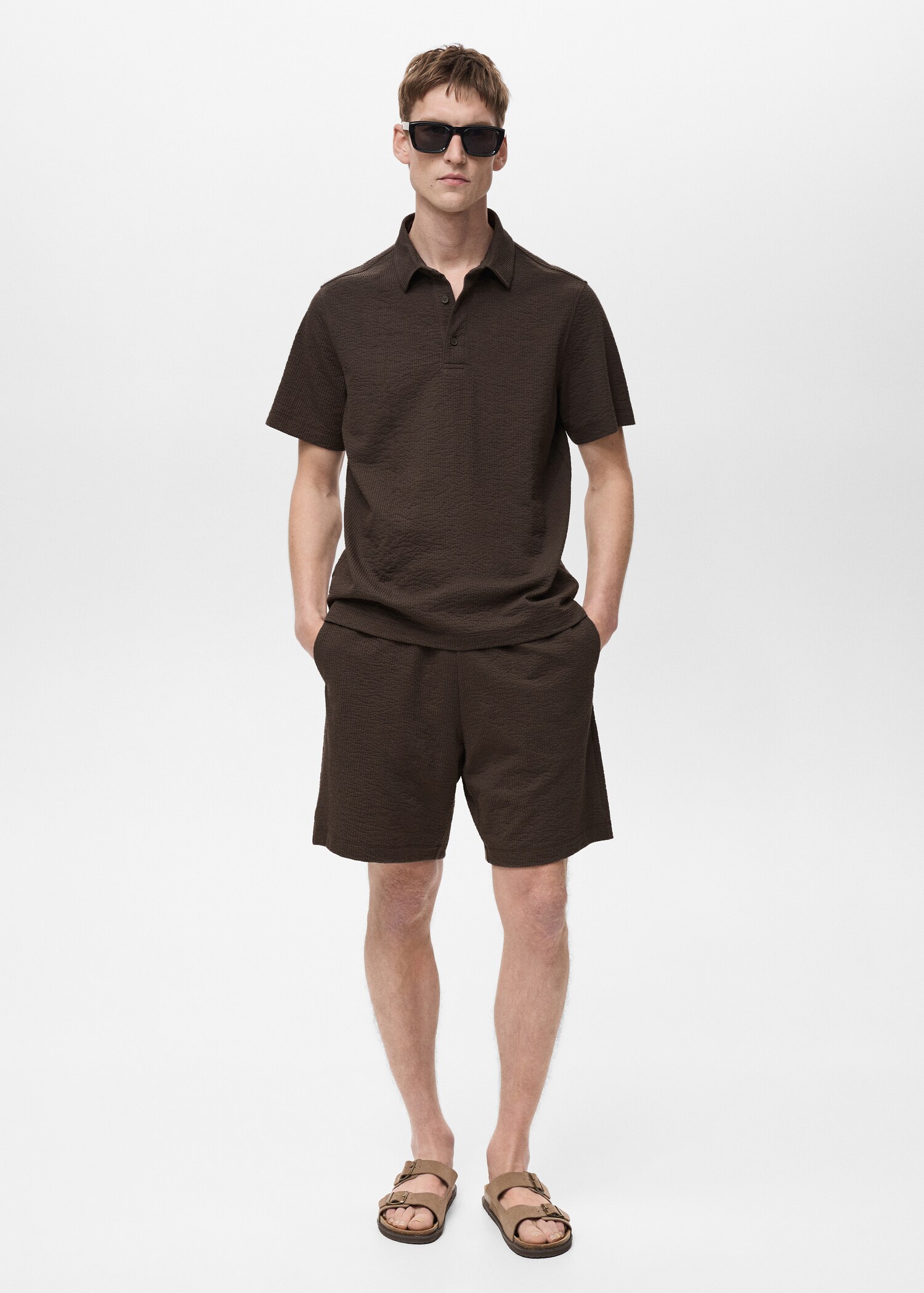 Seersucker shorts with drawstring - General plane