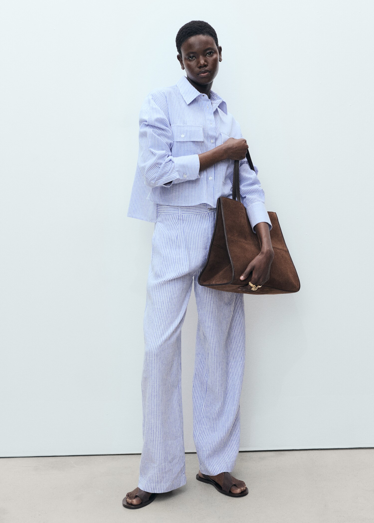 Pantalon lin à rayures - Plan général