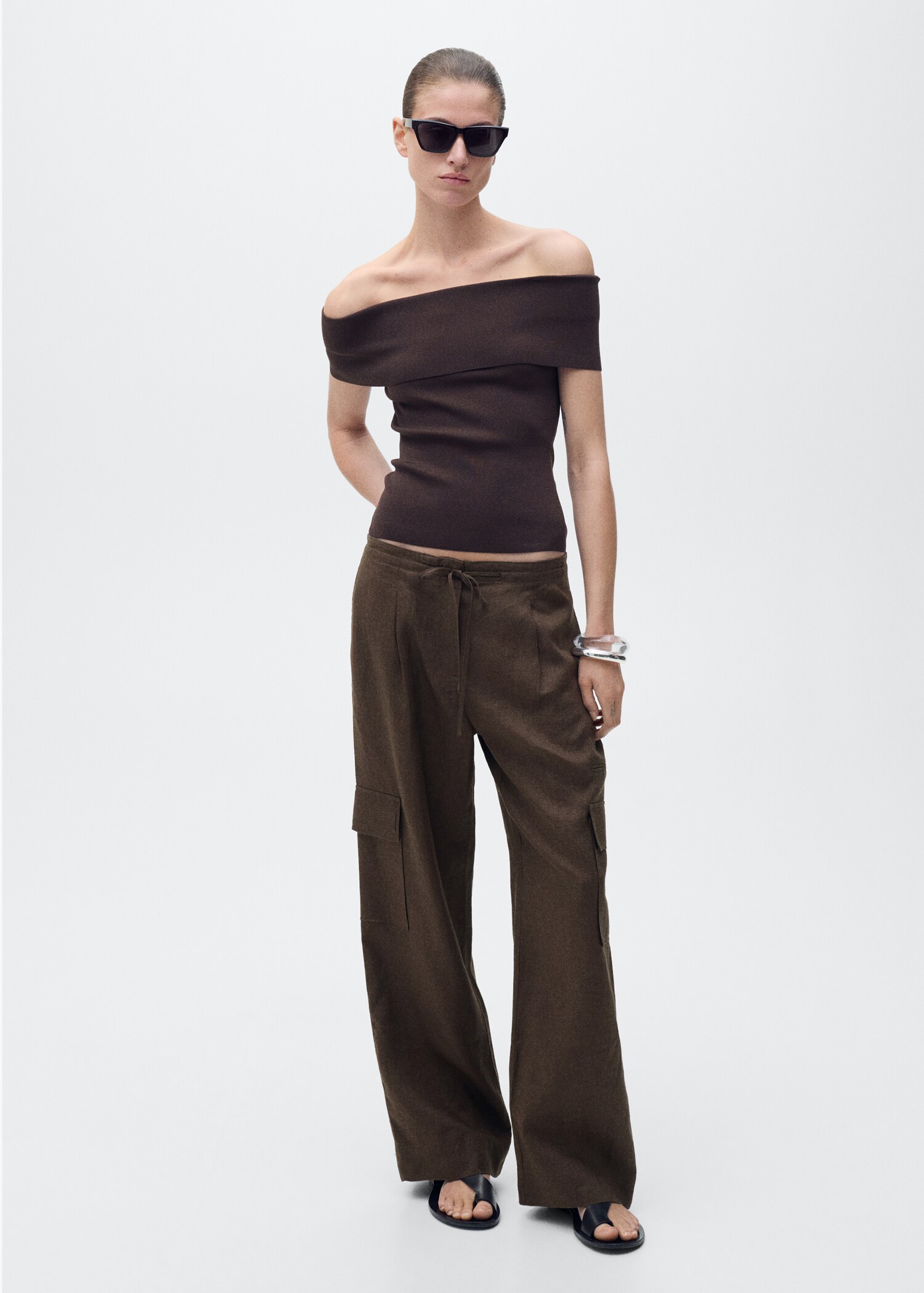 Linen cargo pants - General plane