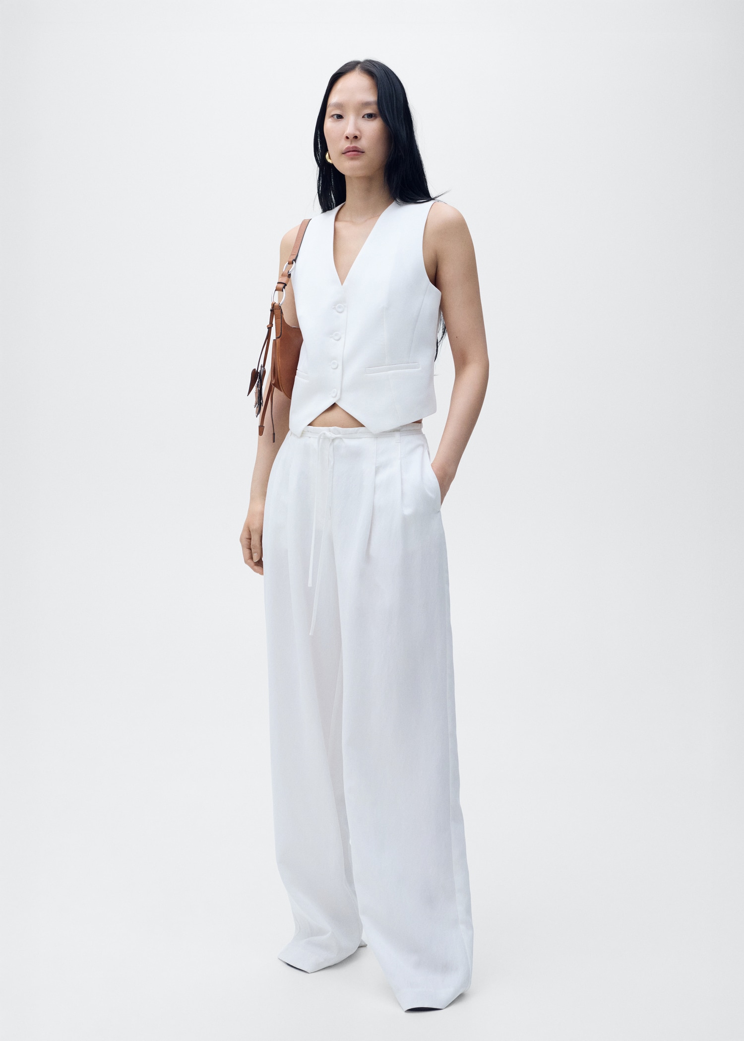 Straight lyocell suit waistcoat - General plane