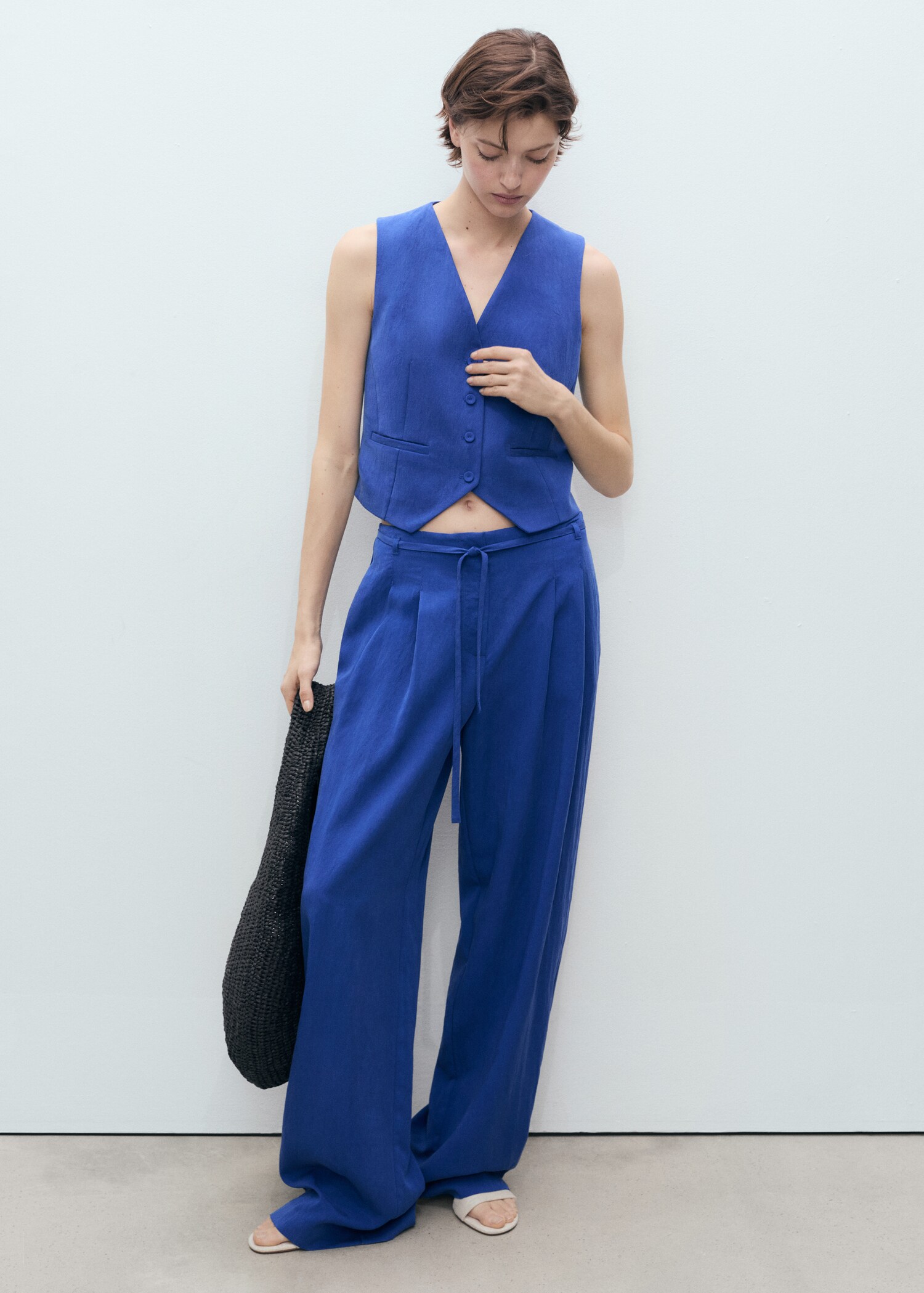 Straight lyocell suit waistcoat - General plane