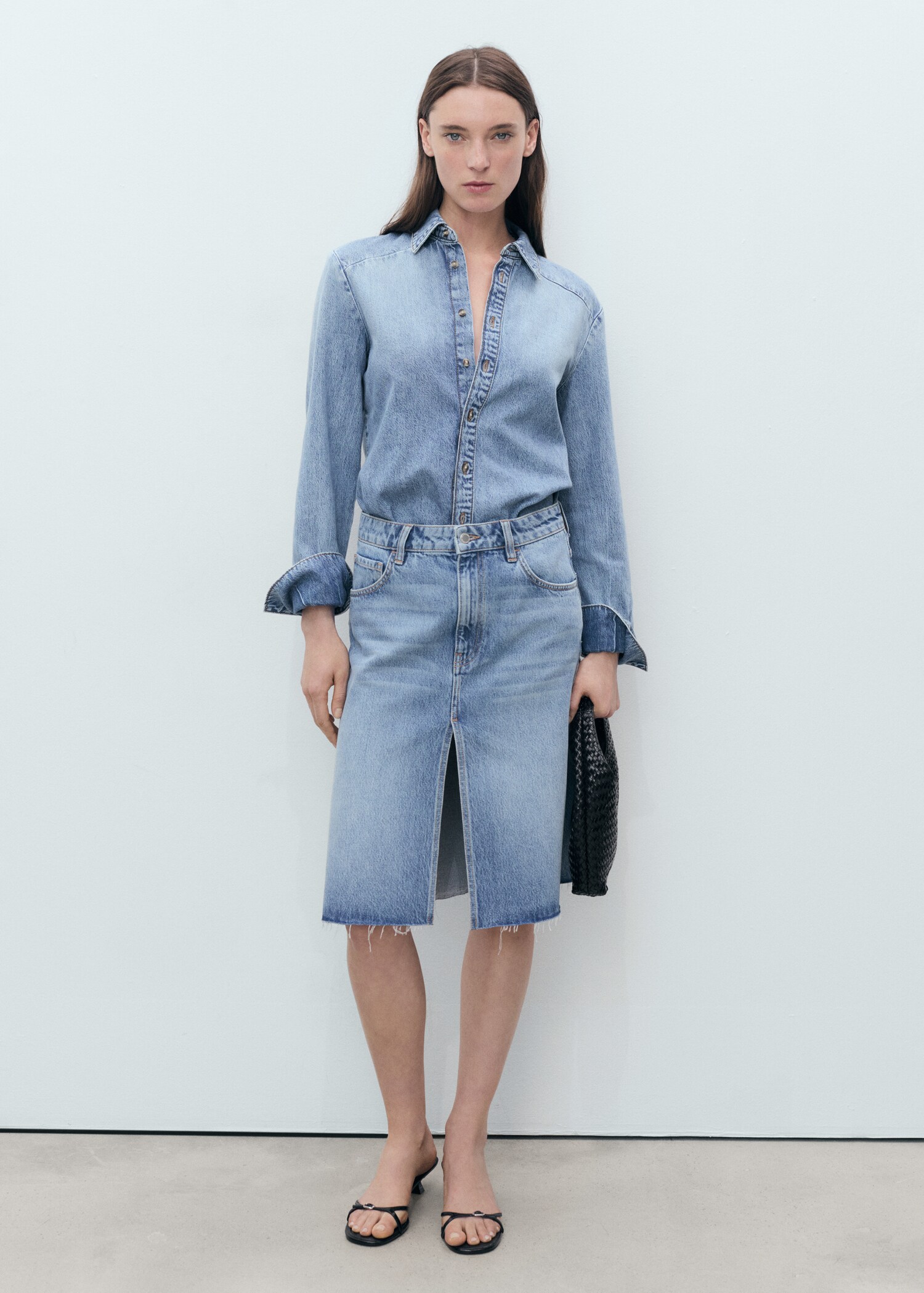 Midi denim etek - Genel plan