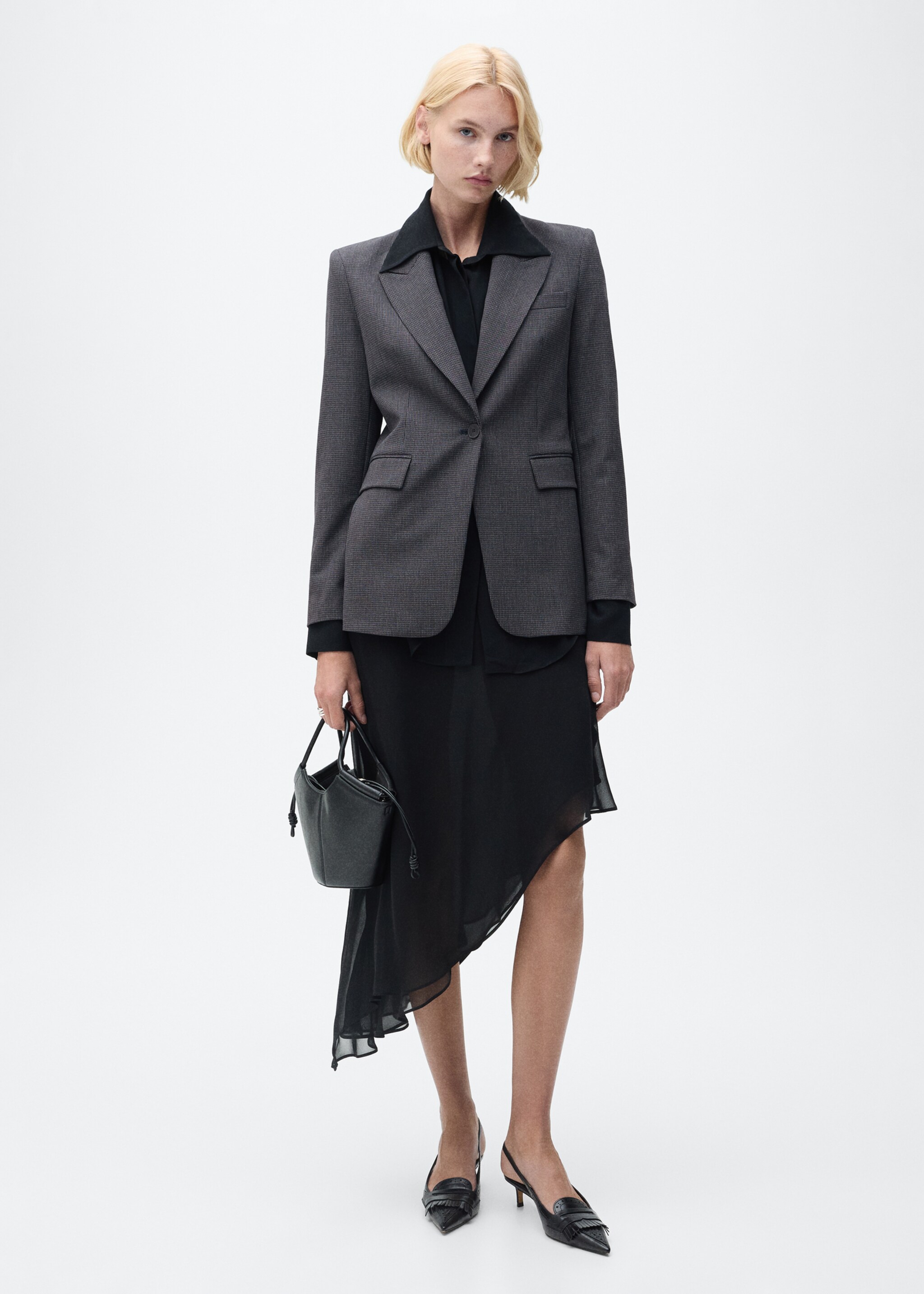Gerader Blazer mit Mikro-Hahnentrittmuster - Allgemeine Ansicht