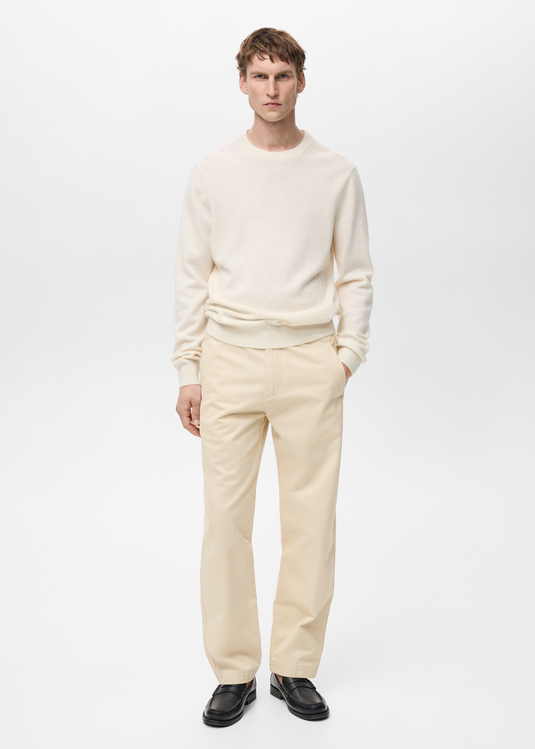 Regular fit cotton drawstring pants - General plane