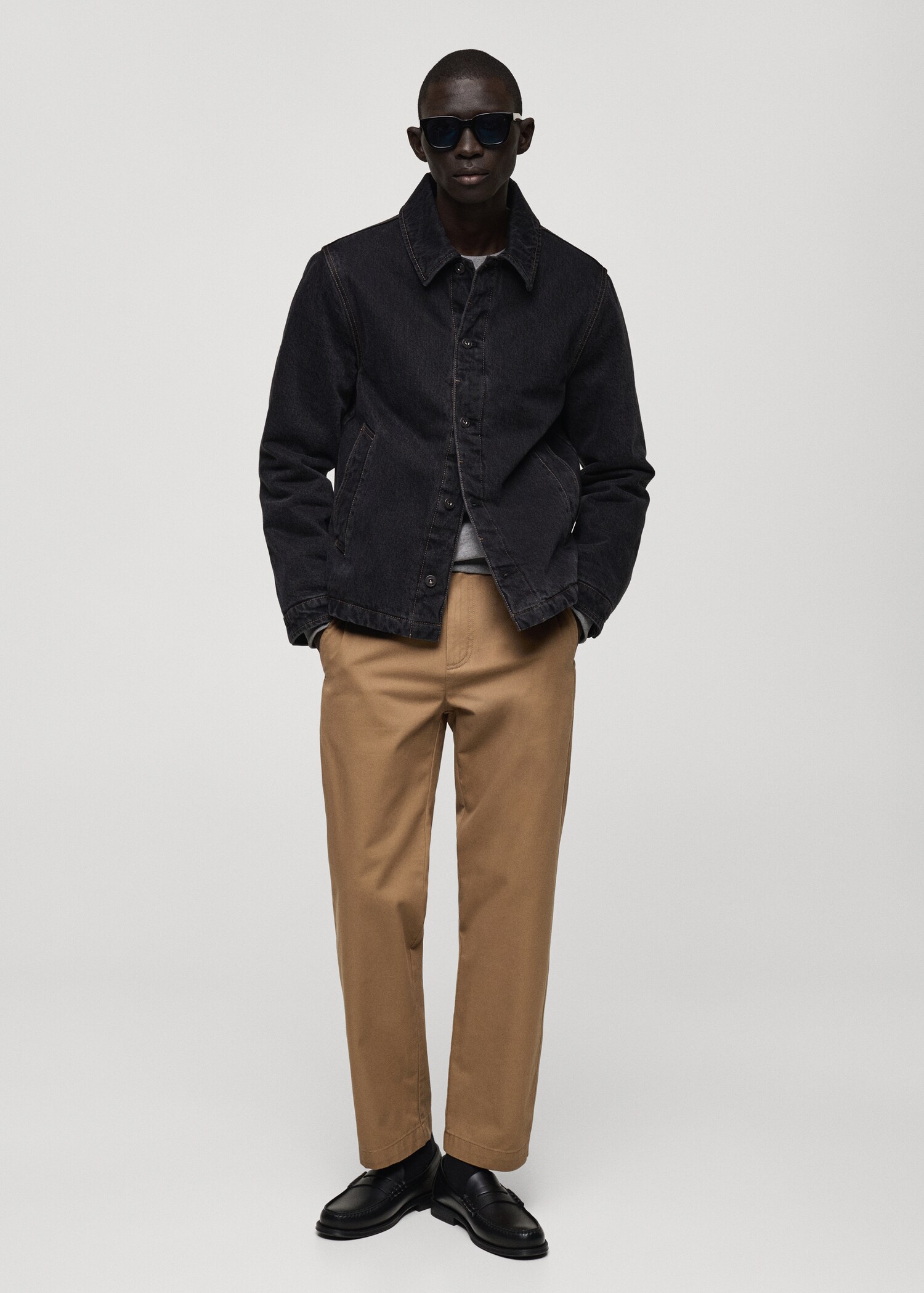 Regular fit cotton drawstring trousers - General plane