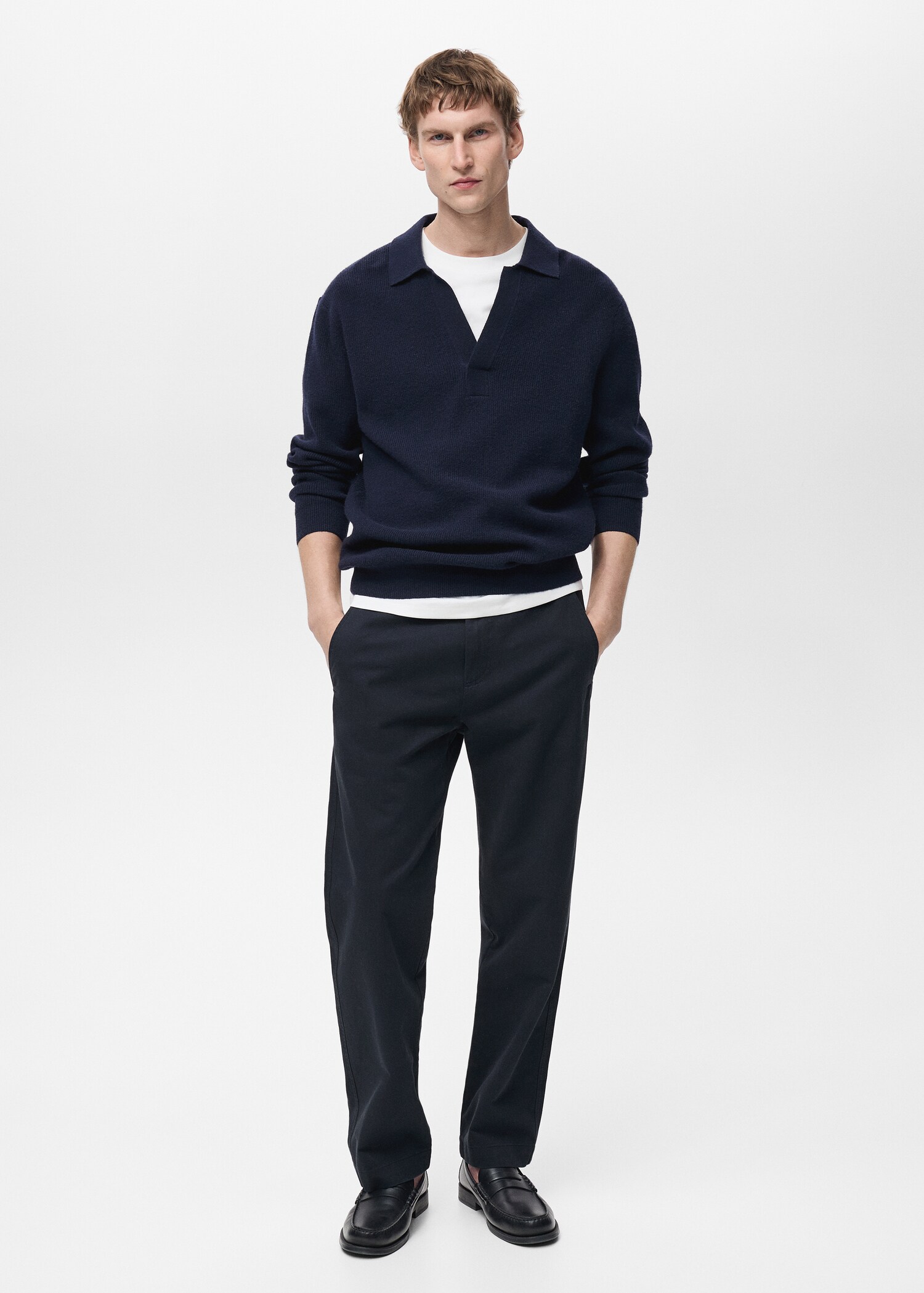 Regular fit cotton drawstring trousers - General plane