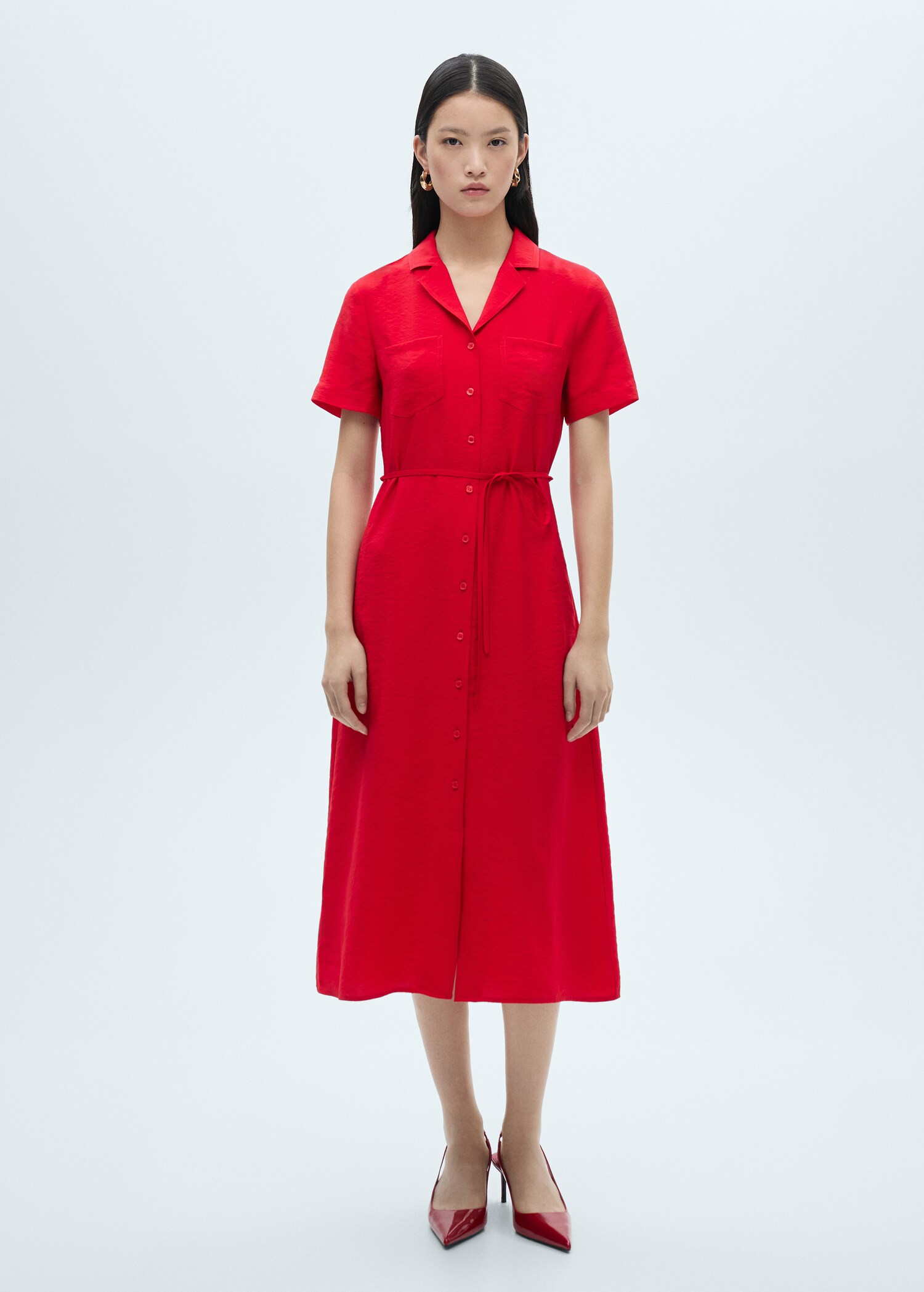 Vestido camisero bolsillos - Plano general