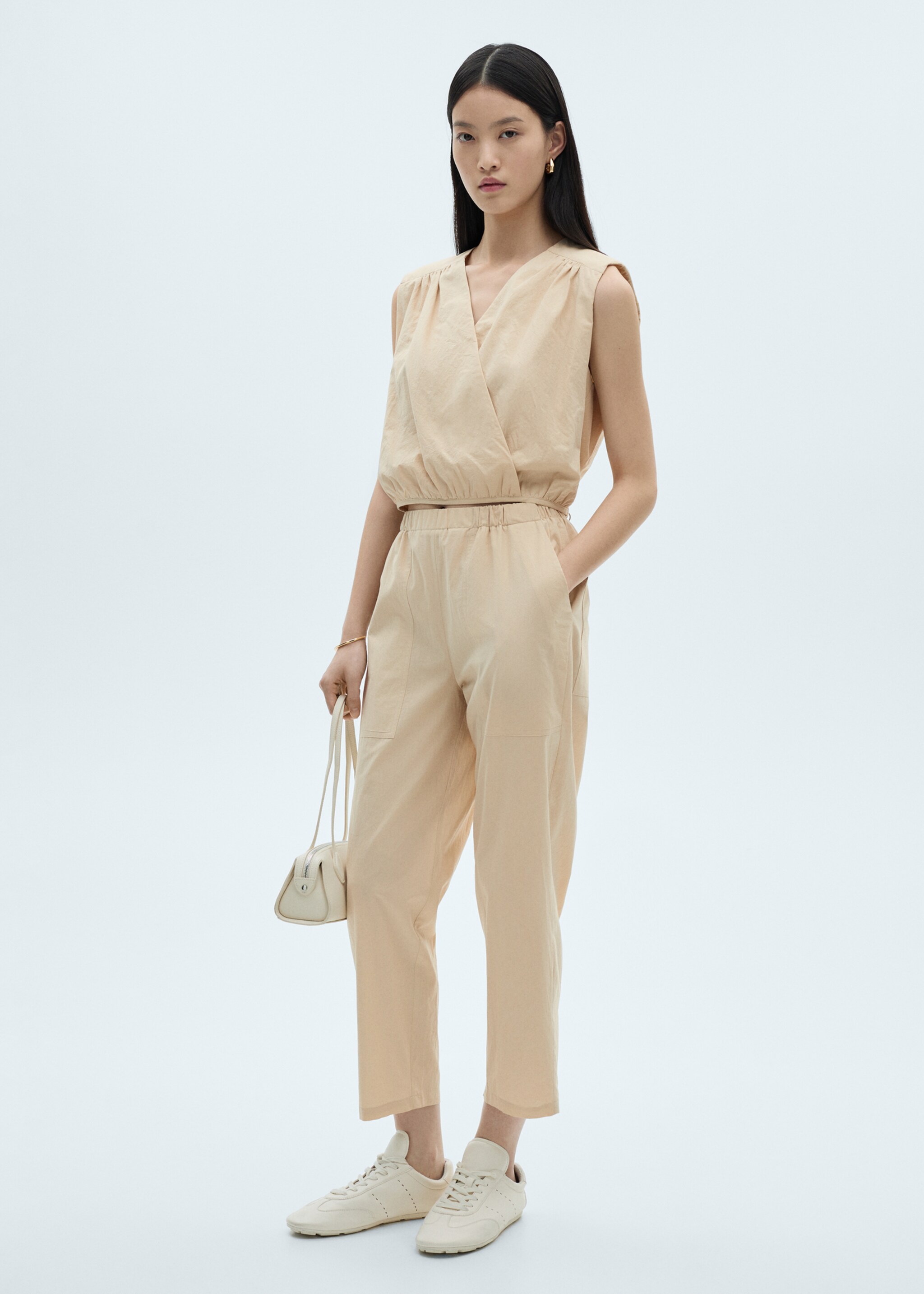 Gathered details cotton blouse - General plane