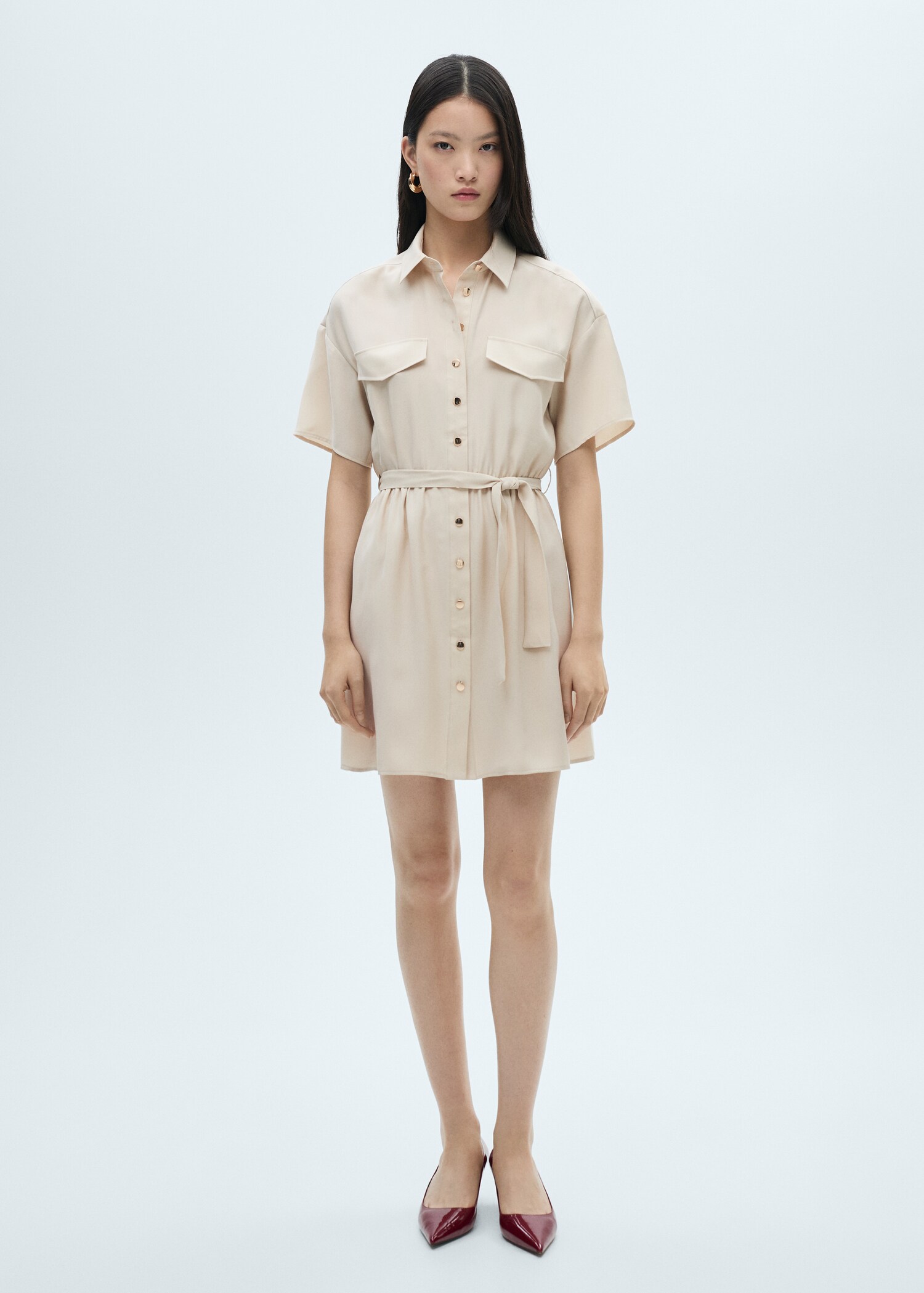 Vestido camisero cinturón - Plano general