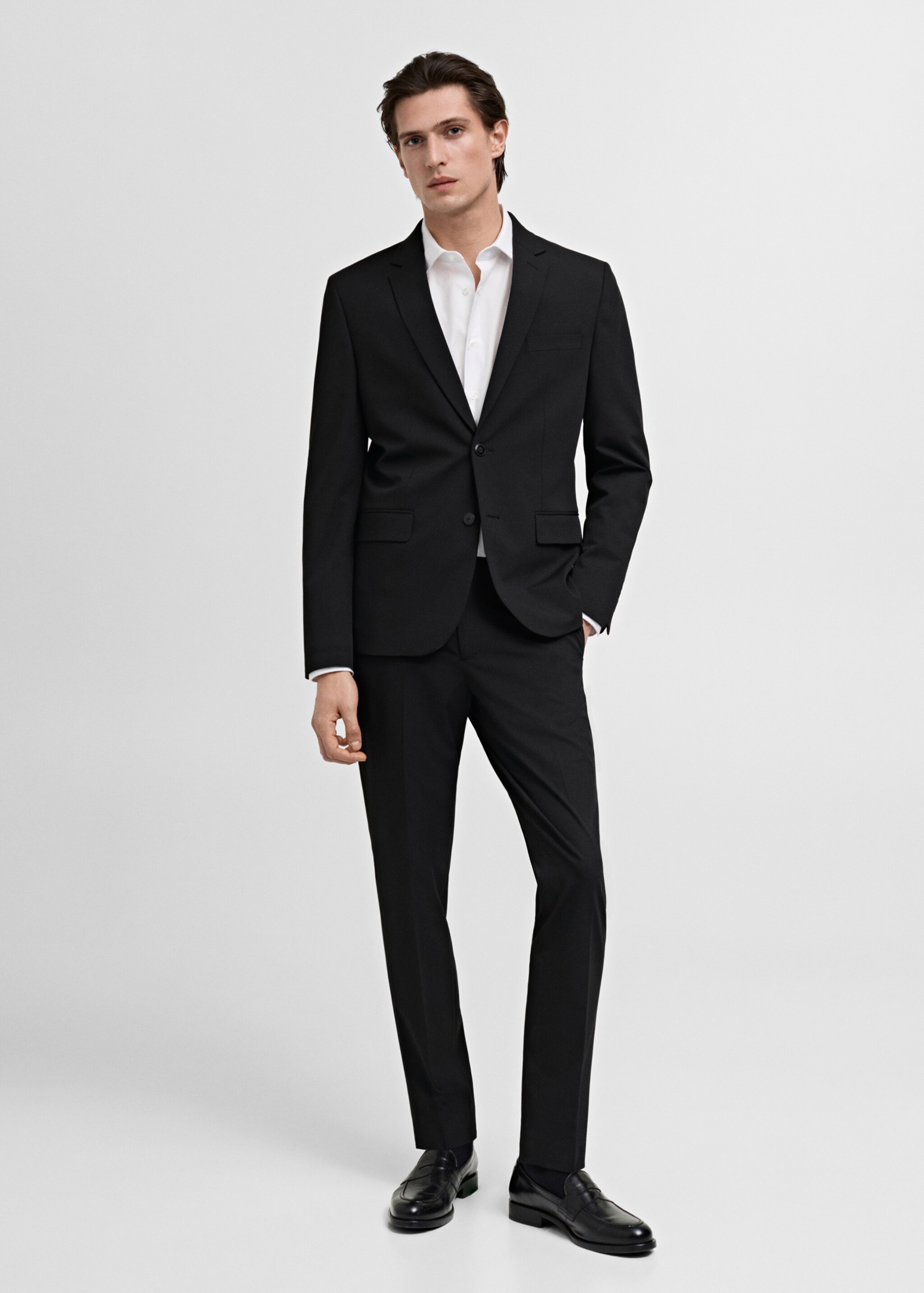 Camisa traje slim fit algodón popelín - Plano general