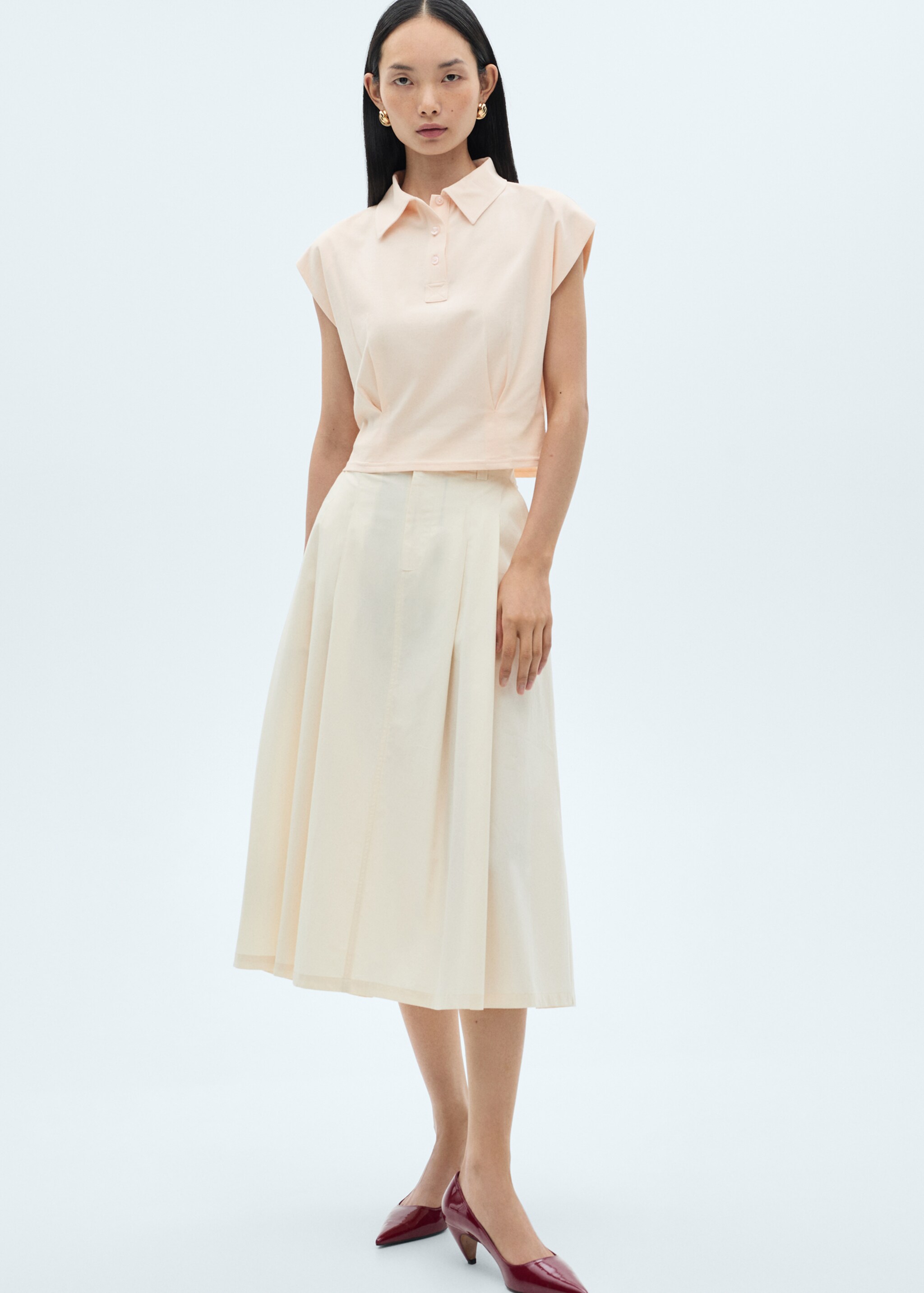 Short-sleeved cotton polo shirt - General plane, Pastel Pink. Ref: 87060589-00.
