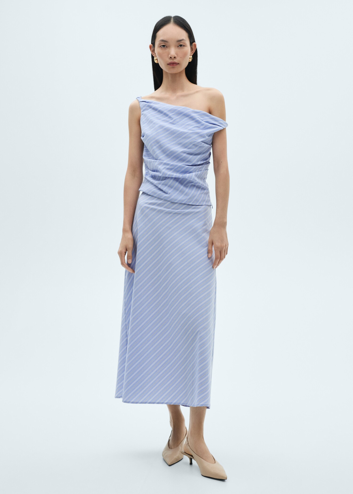 Striped midi skirt - General plane