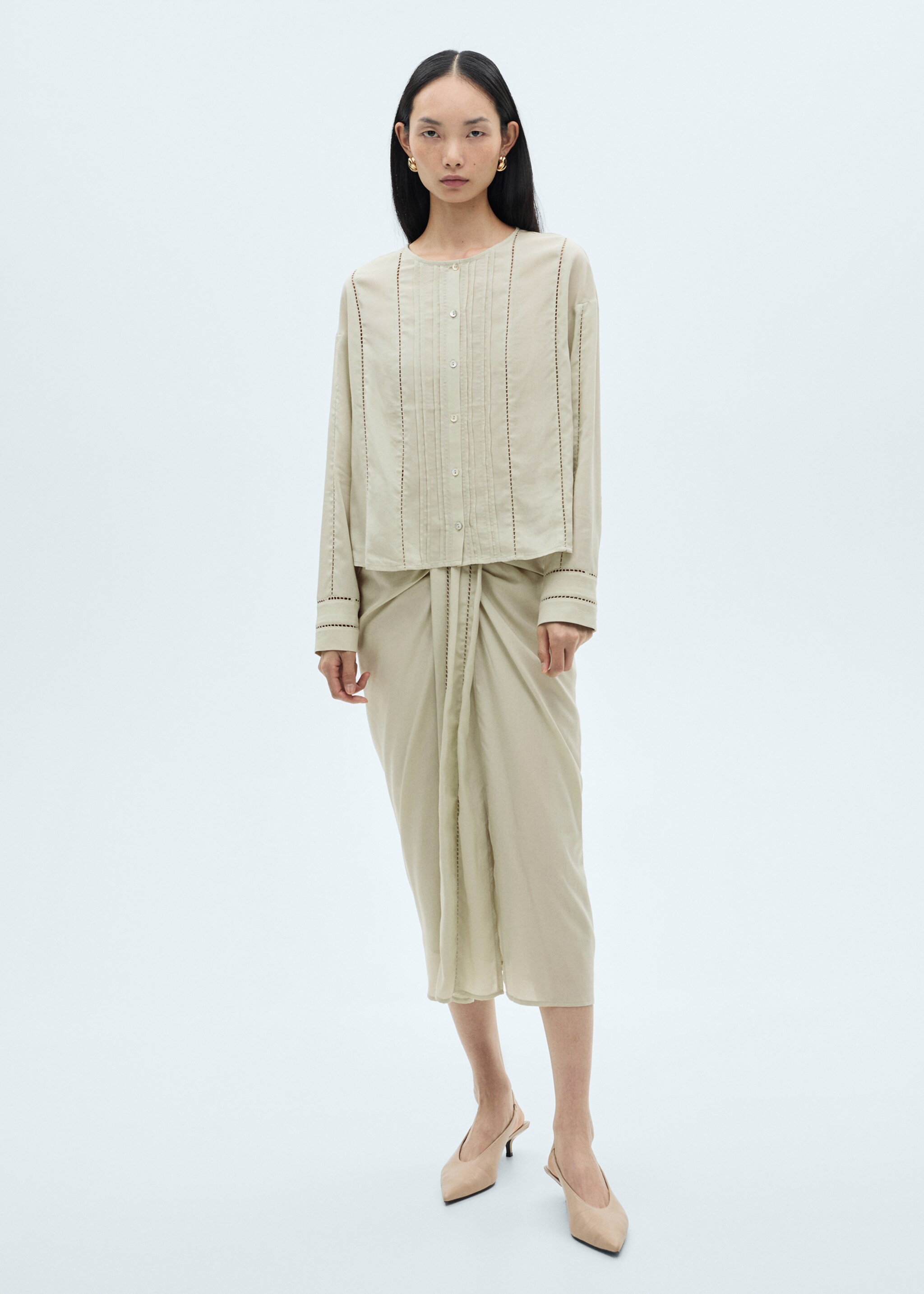 Lyocell blouse with openwork details - General plane