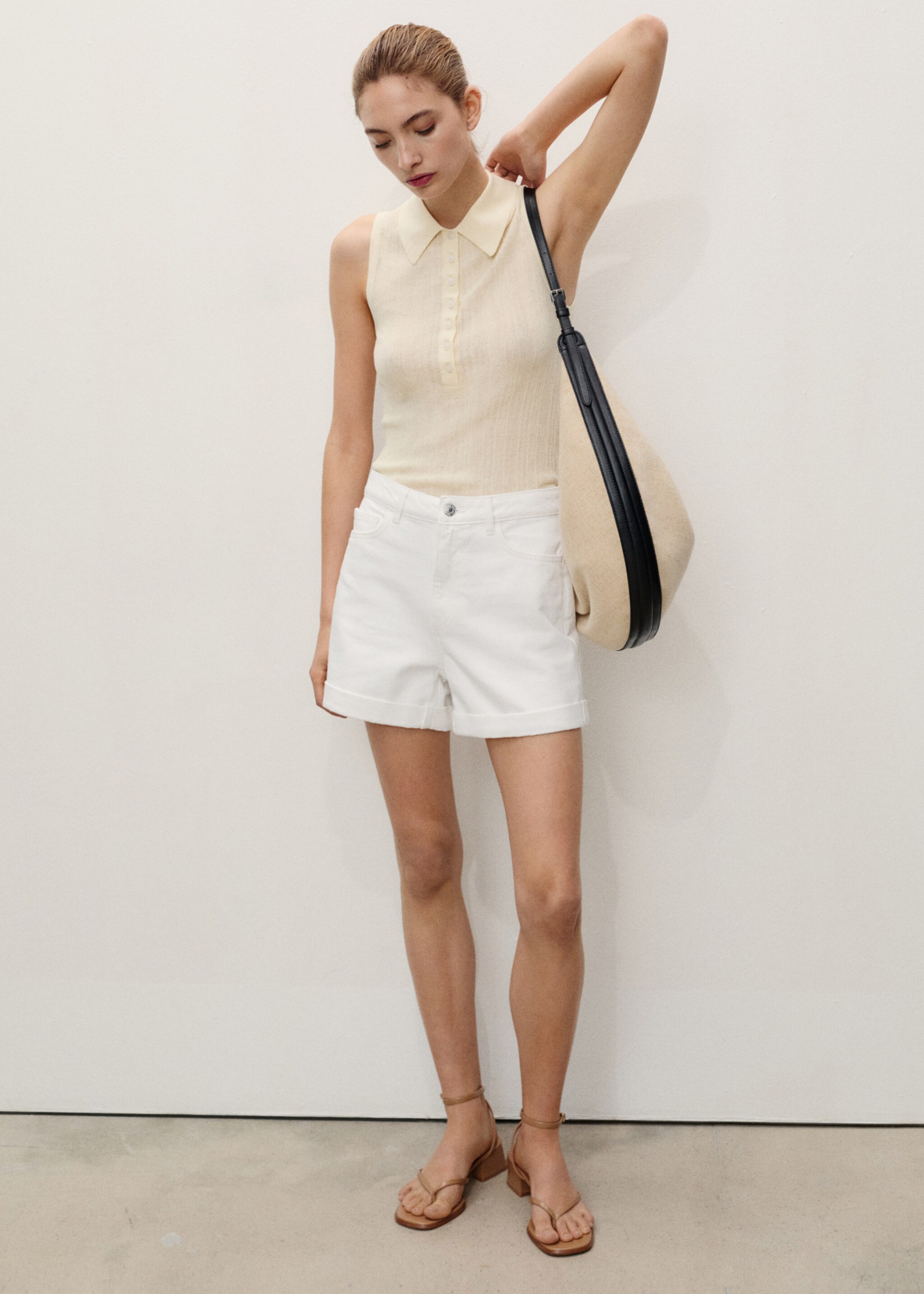 High-waisted mom-fit denim shorts - General plane