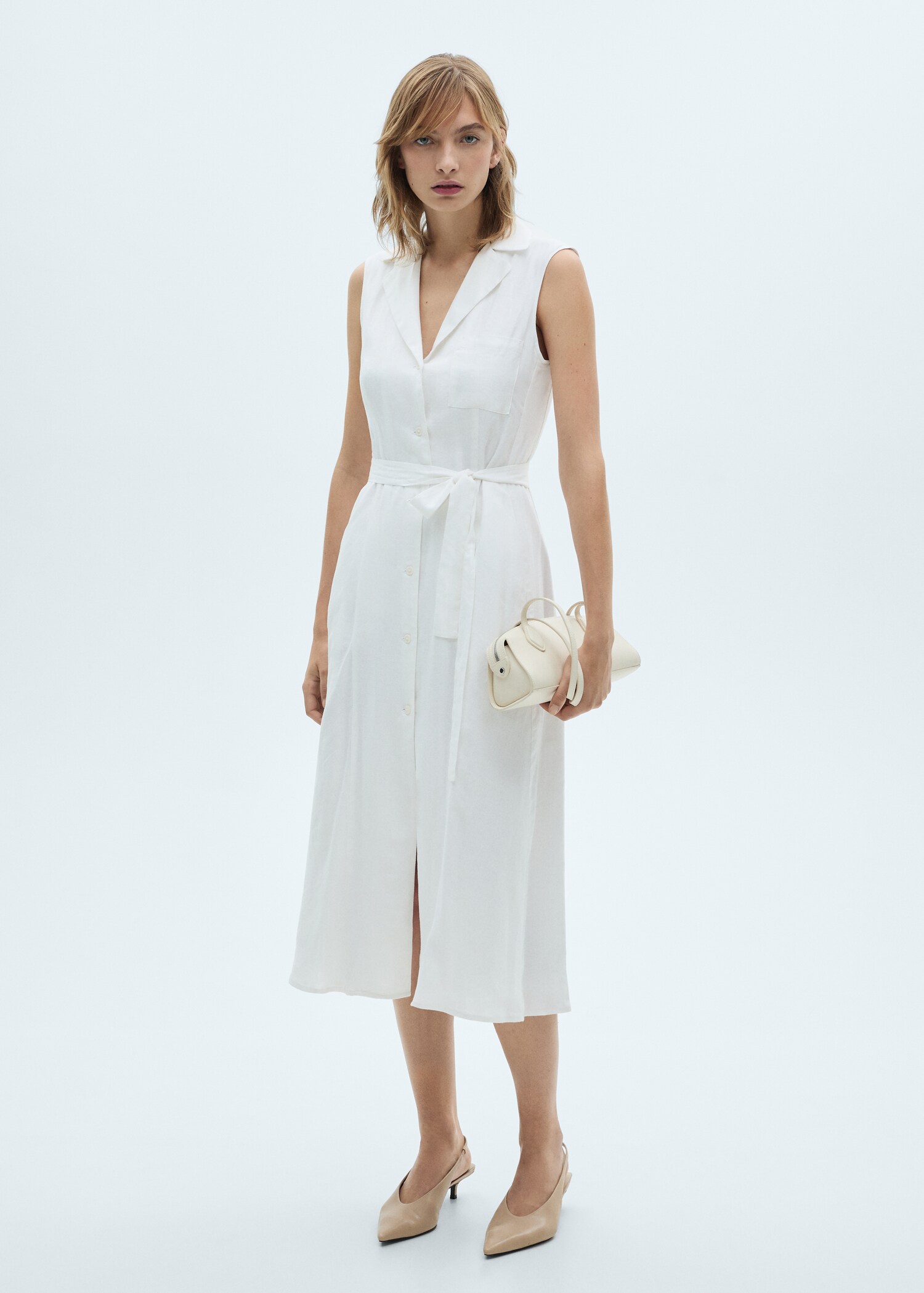 Vestido camisero lino - Plano general