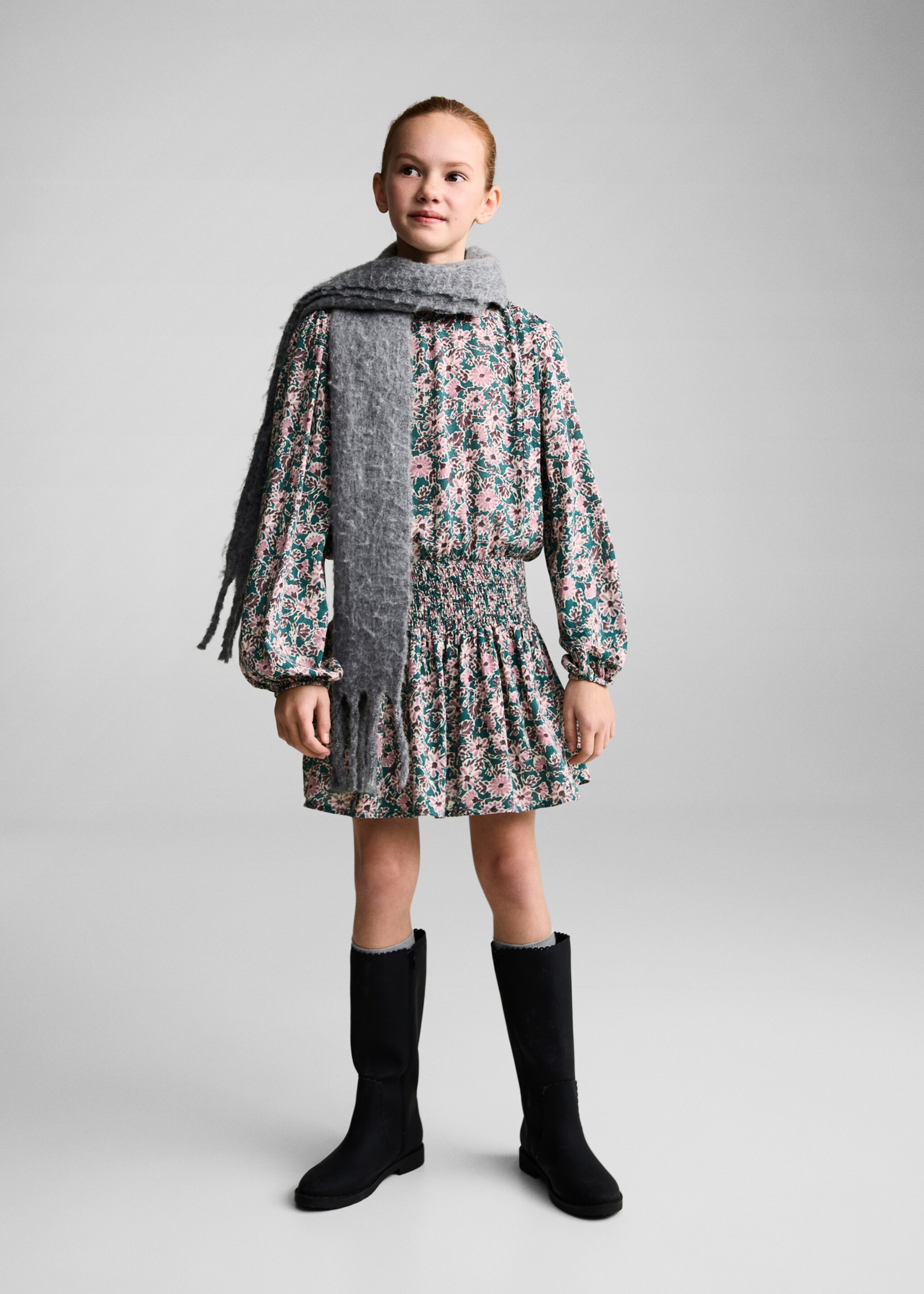 Ruched detail flower dress - General plane
