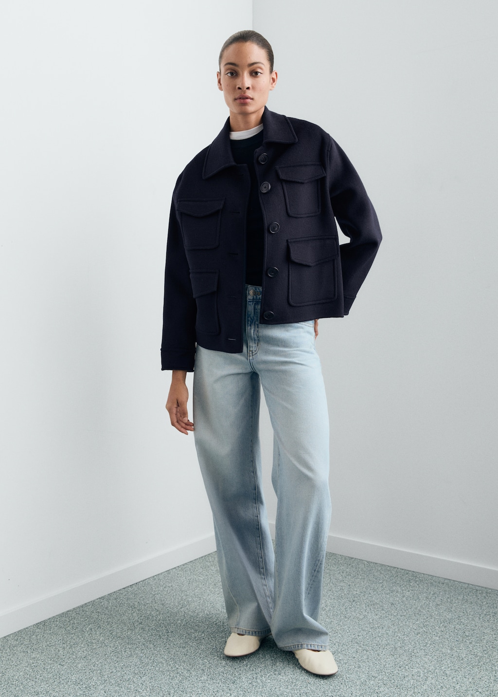 ジャケット・アウター Mannish Wool Blouson ohotoro navy M ohotoro Mannish Wool Blouson ネイビー mannish wool blouson