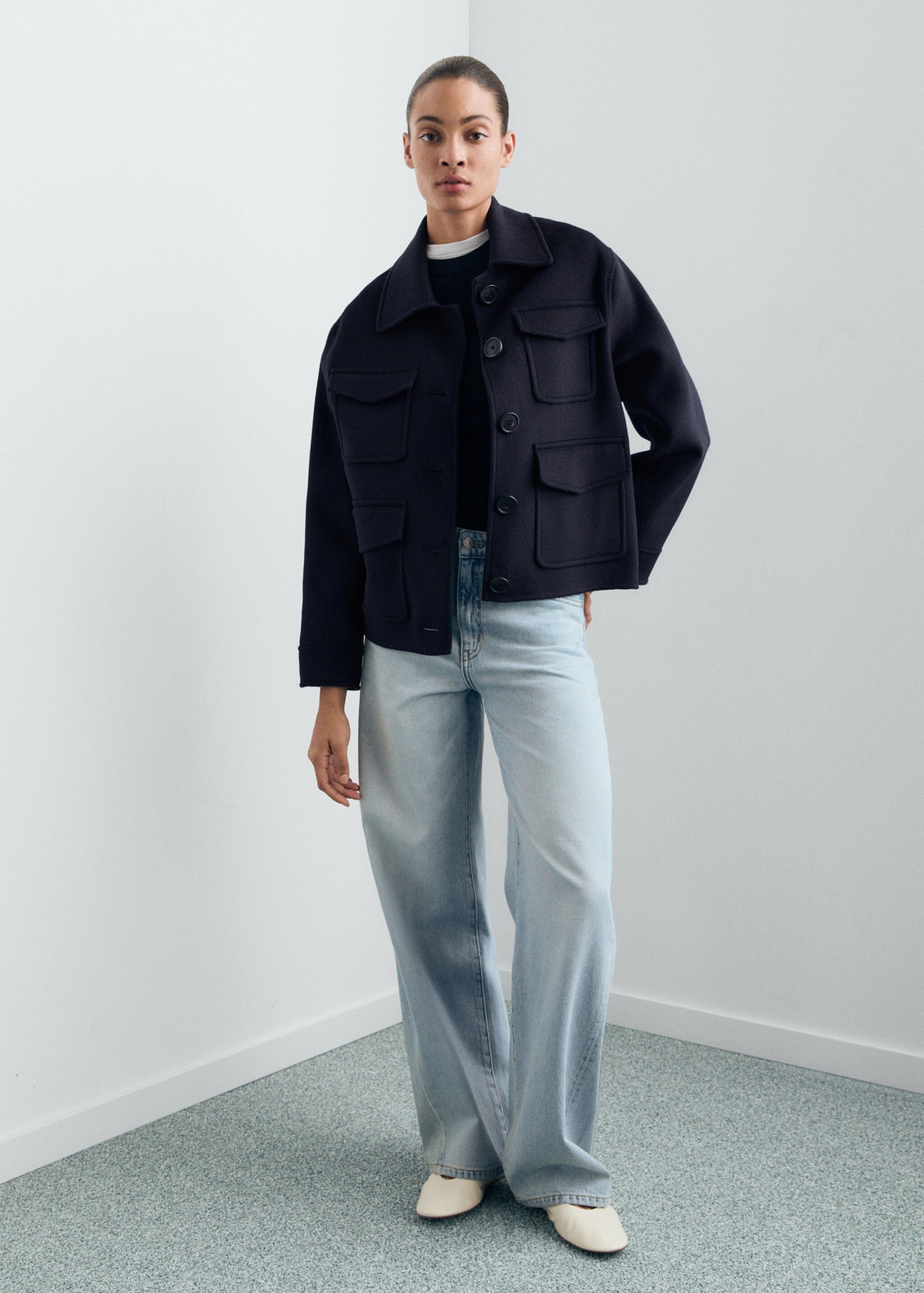 Wool jacket with pockets - General plane, Dark Navy. Ref: 87062539-00.
