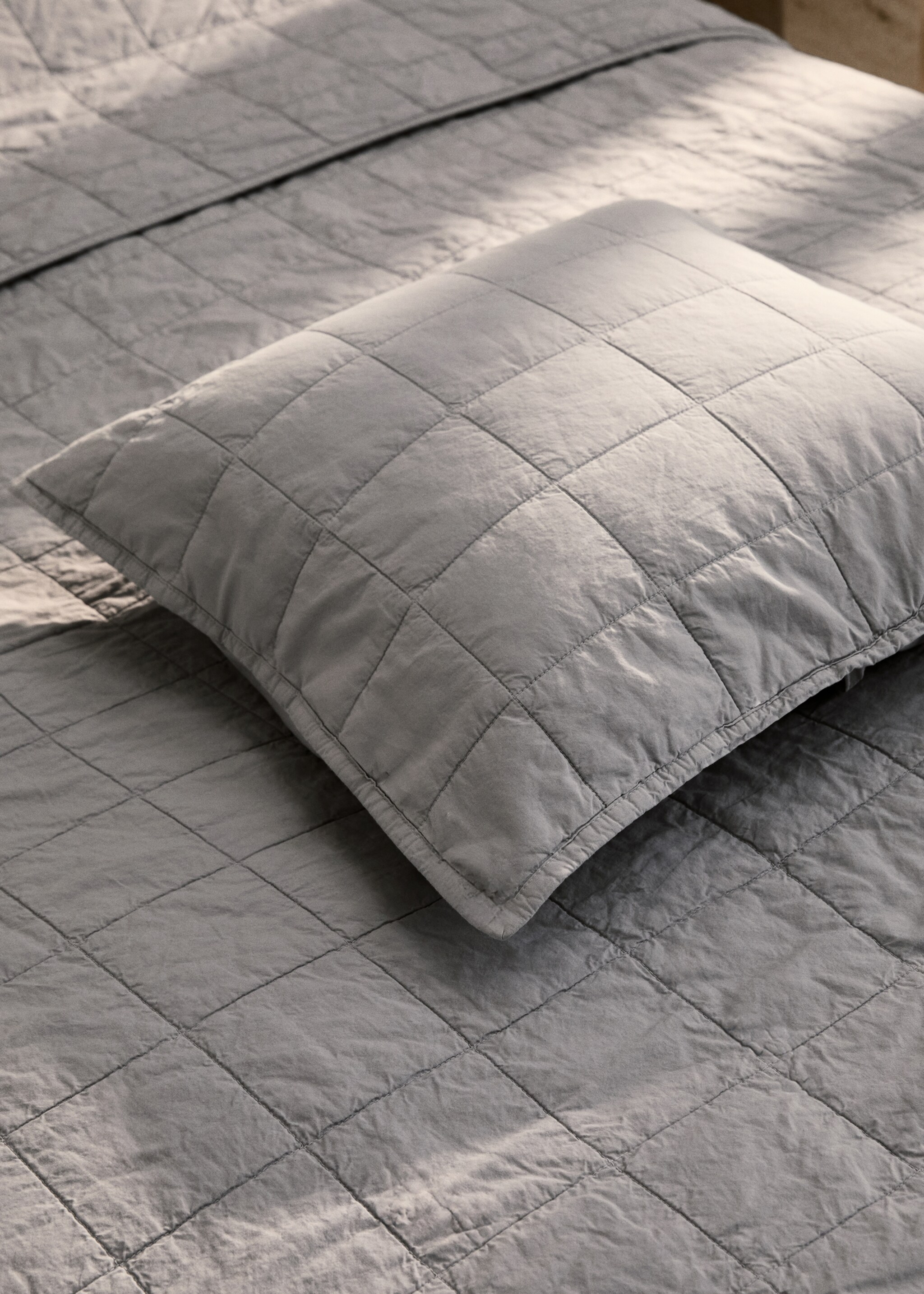 Husă de pernă din bumbac percal garment dyed carouri 50x50 cm - Plan general