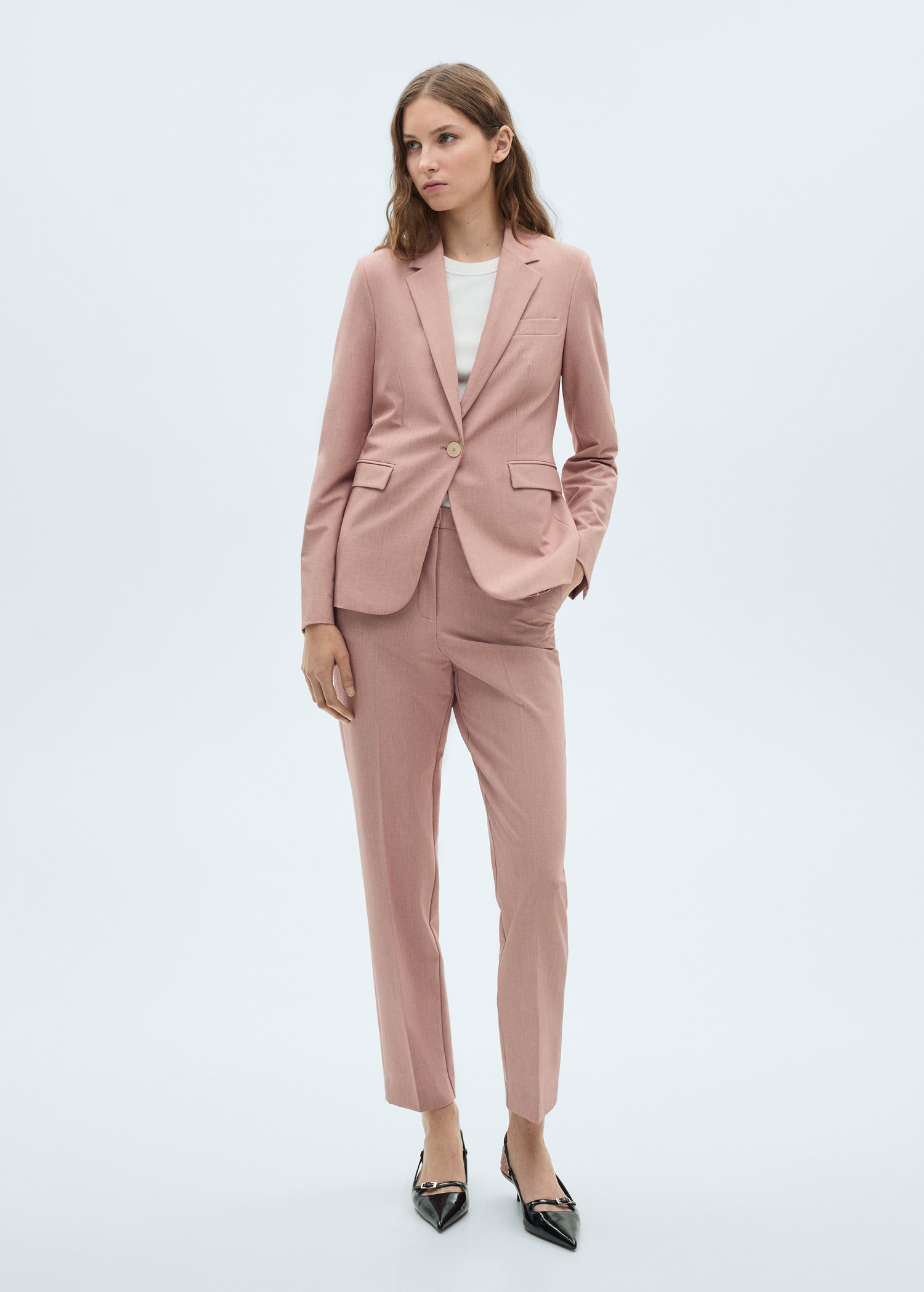 Linen Blazer Rose Mango Fitted Suit Jacket1