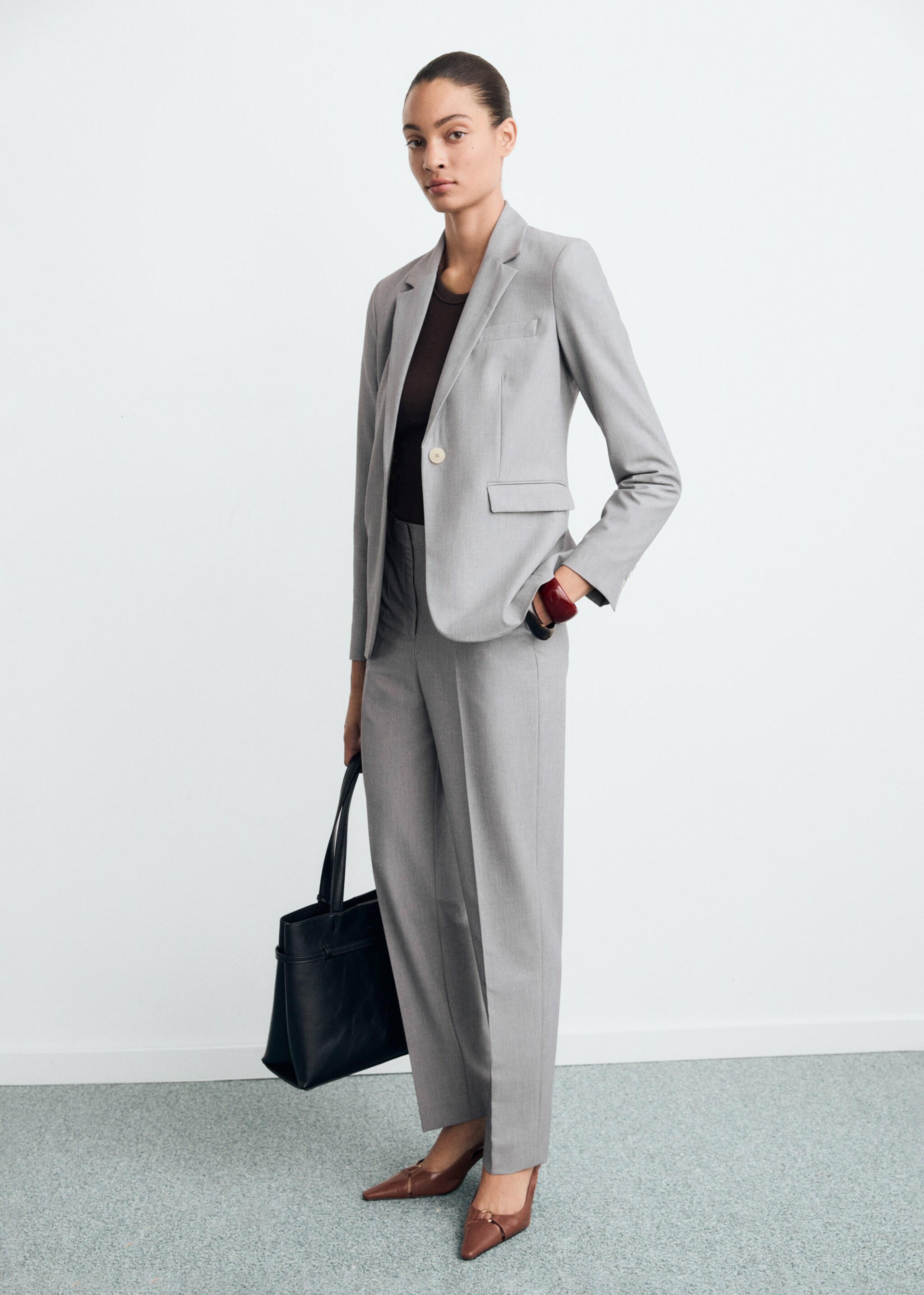 Fitted suit jacket - General plane, Grey. Ref: 87063292-00.