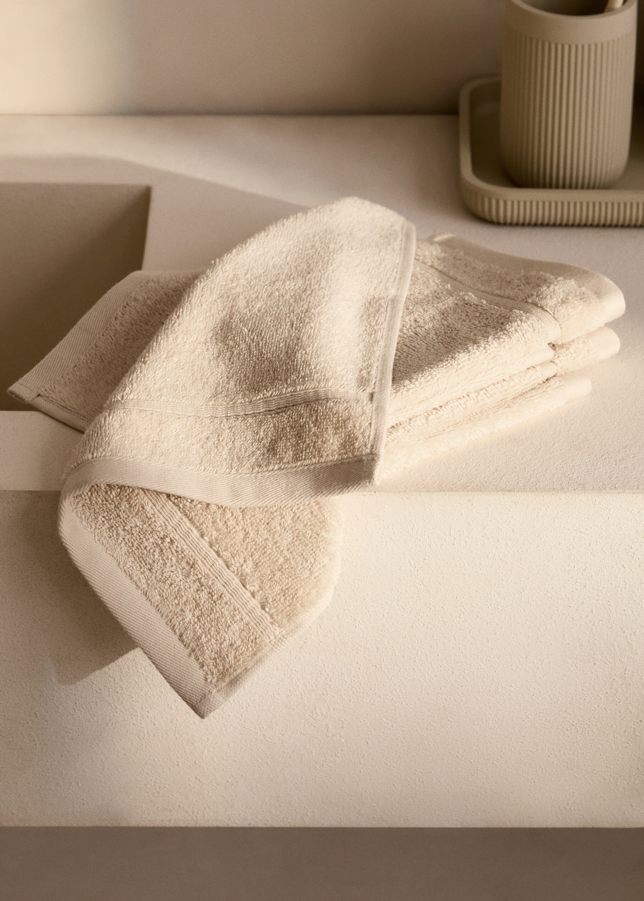 Pack of 3 cotton terry towels - General plane, Peach. Ref: 87063293-00.