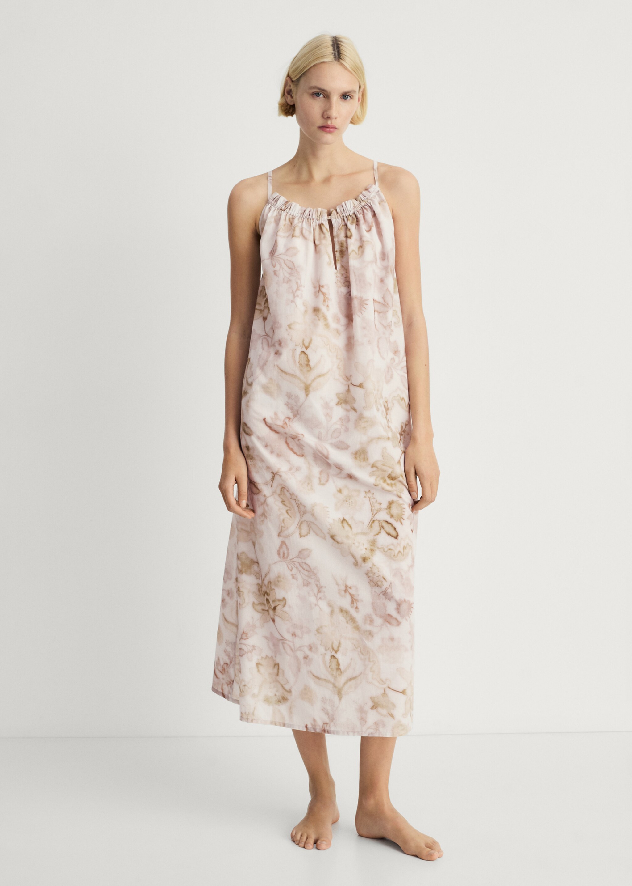 Floral print cotton nightdress - General plane