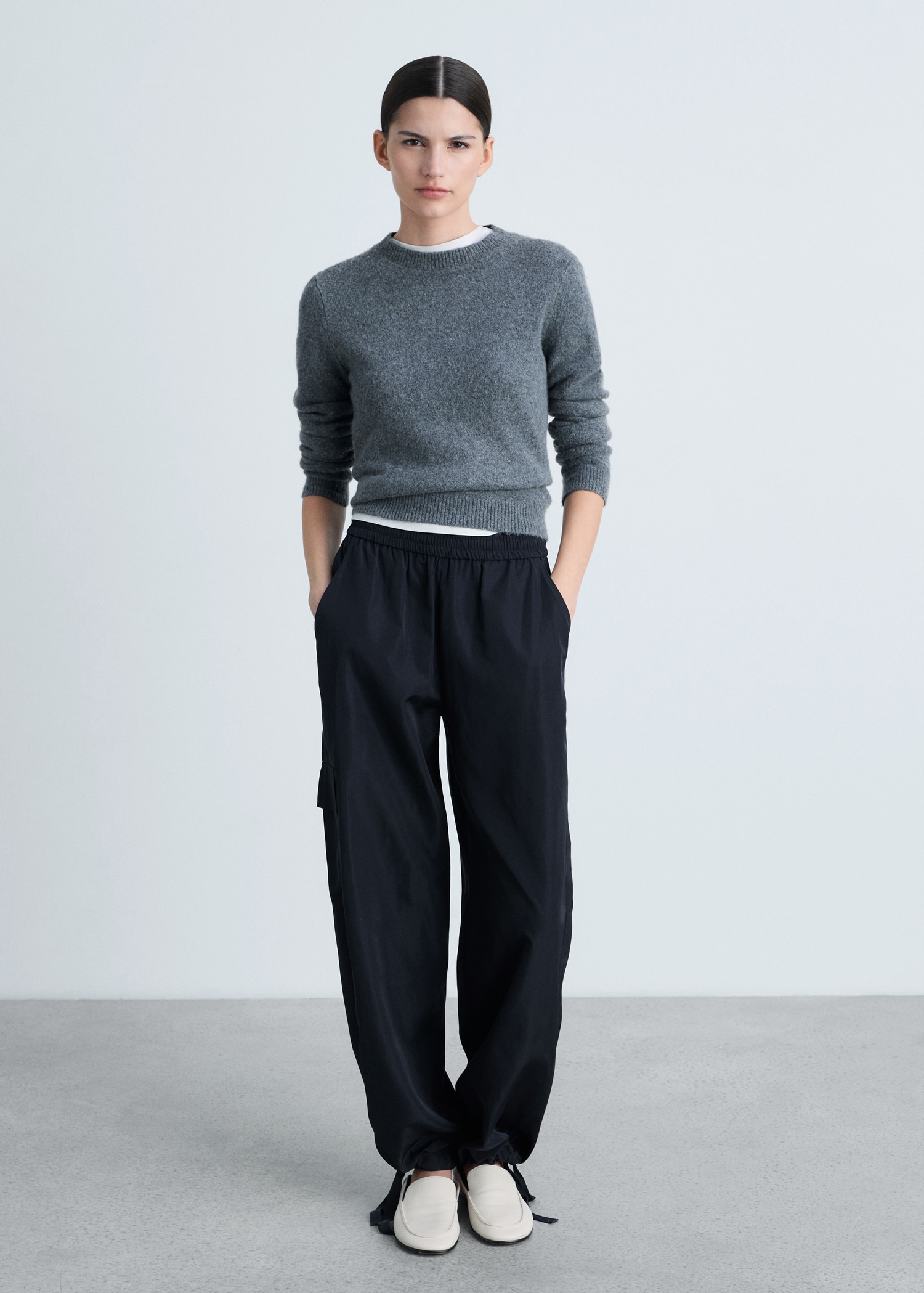 Pantalon Acampanado Mango Pantalones Mujer Negro Pantalones Cargo