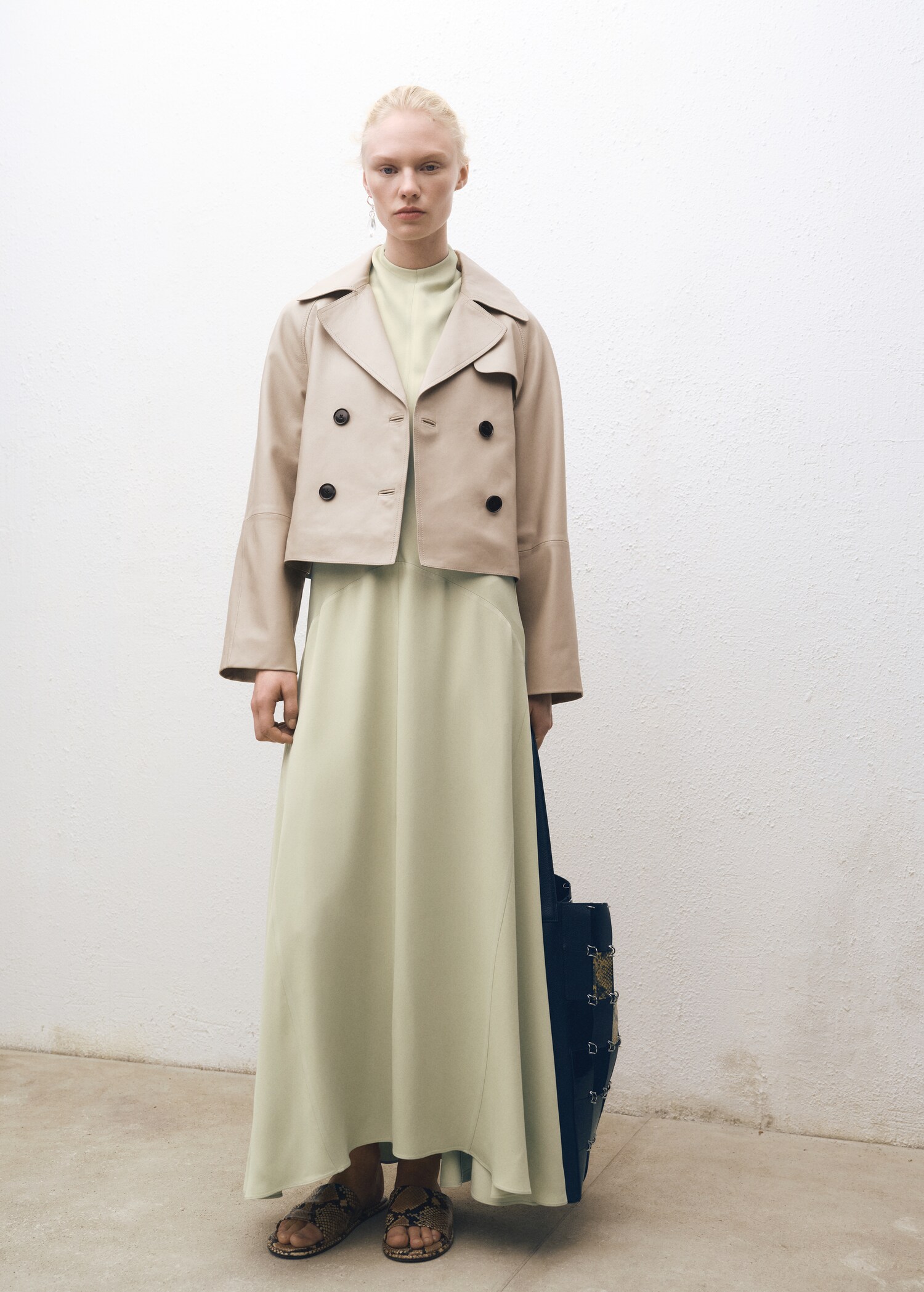 Cropped leather trench coat - General plane