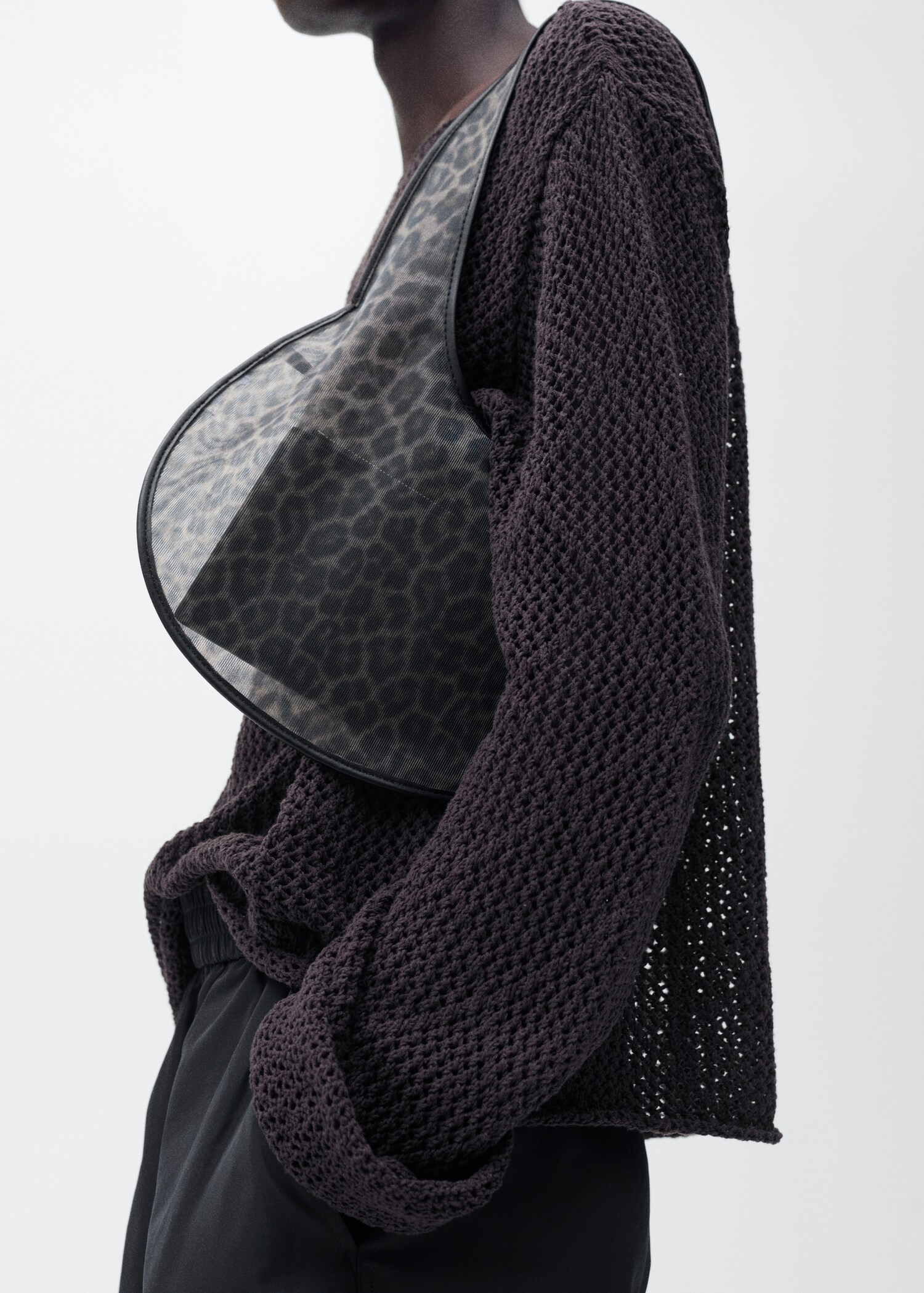 Semi-sheer leopard-print handbag - General plane