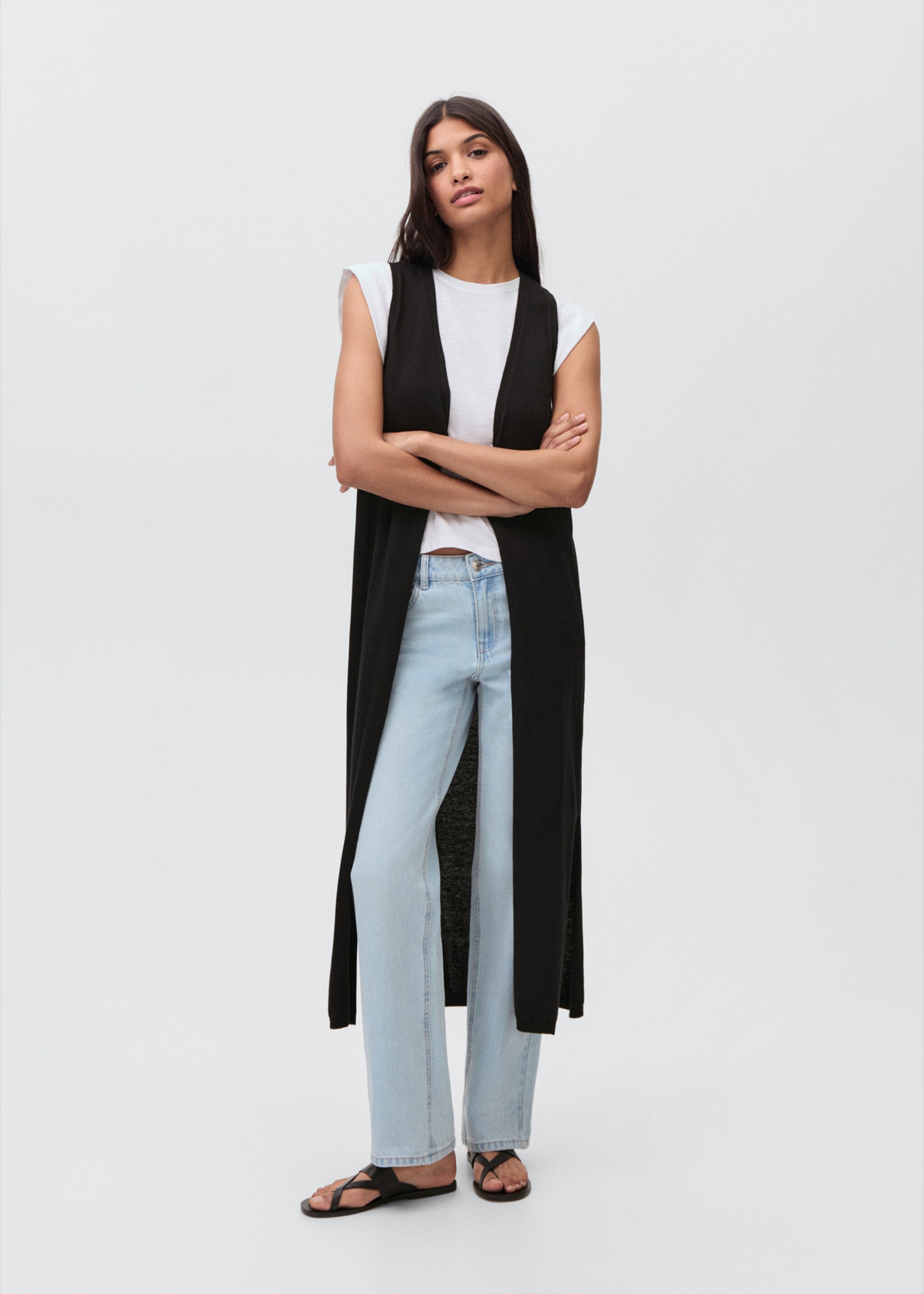 Long cotton gilet - General plane